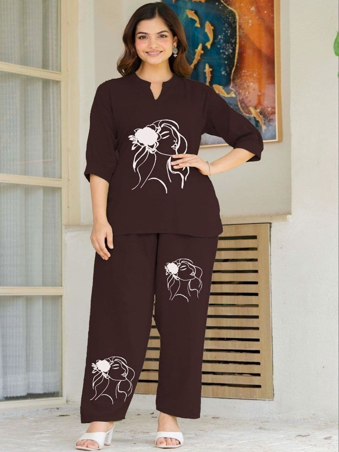 Naida Printed Top with Trousers - view 1