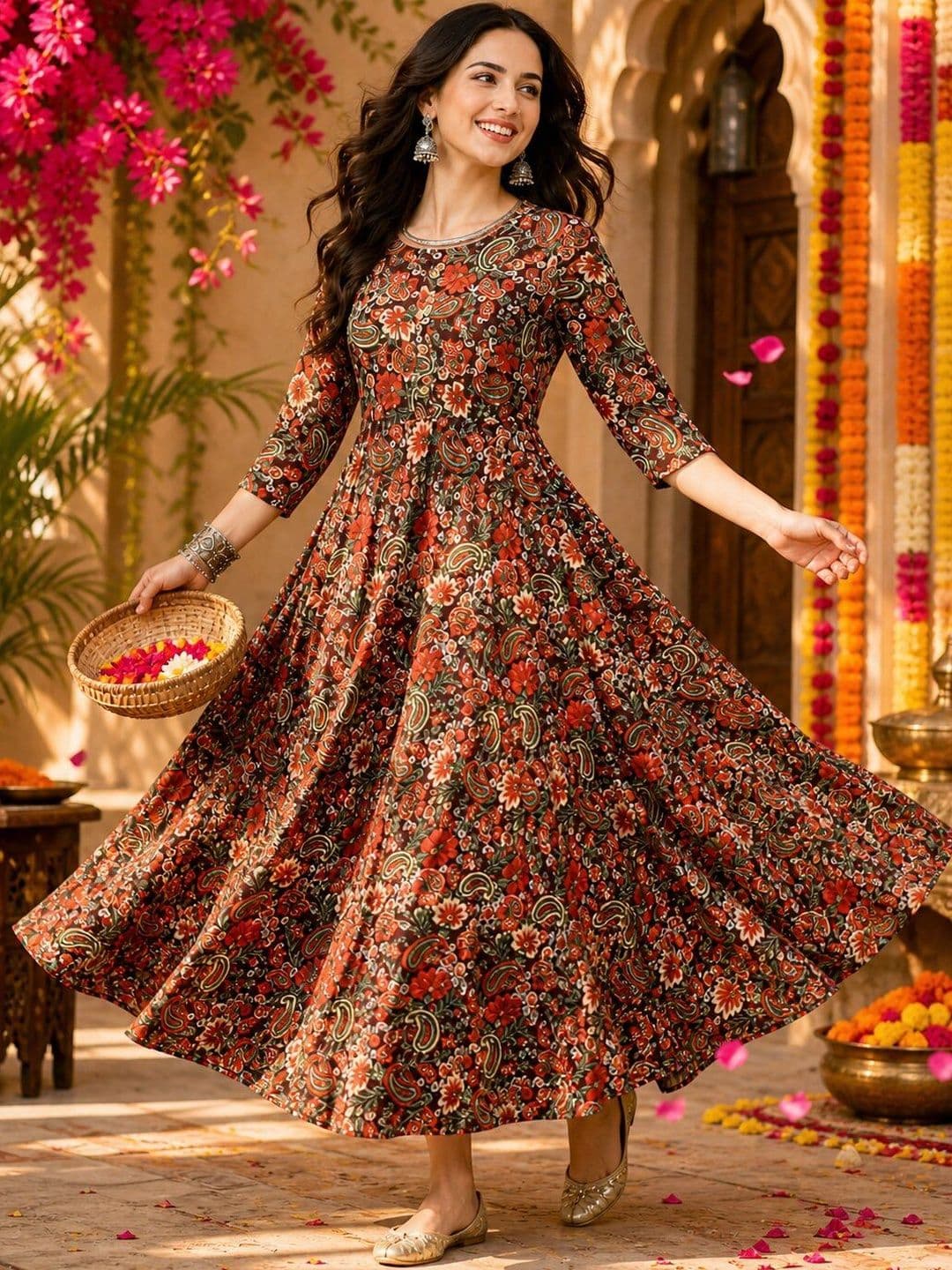 Anouk Mirage Floral Printed Indie Prints Anarkali Kurta - view 1