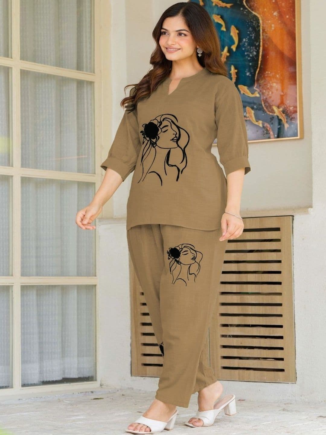 Naida Printed Top with Trousers - view 1