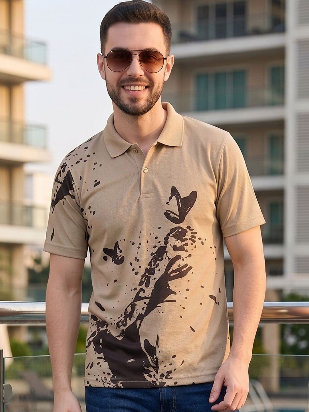Mast & Harbour Men Printed Polo Collar T-shirt - view 1