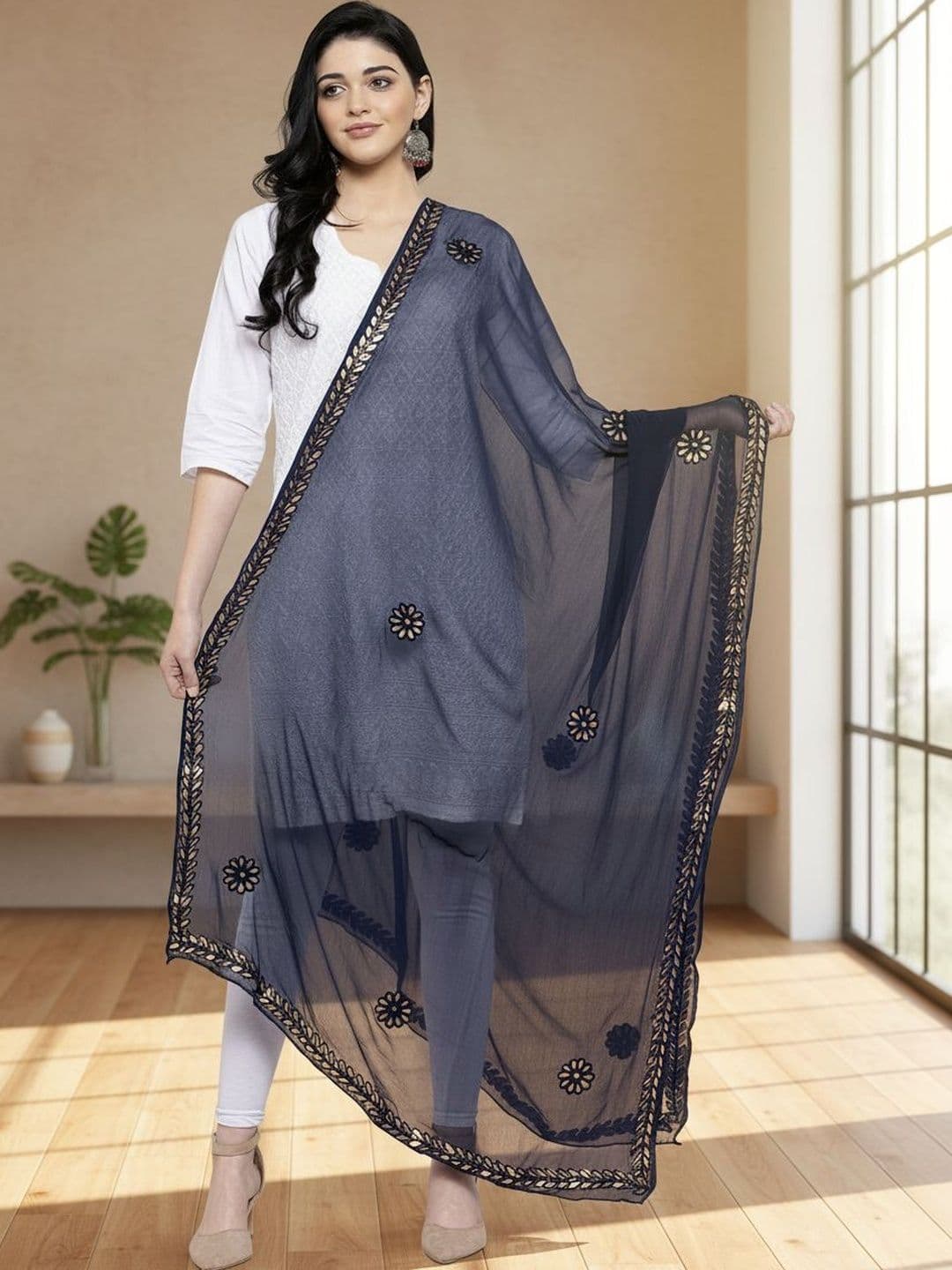 KALINI Women Chiffon Dupatta with Gotta Patti Work - view 1