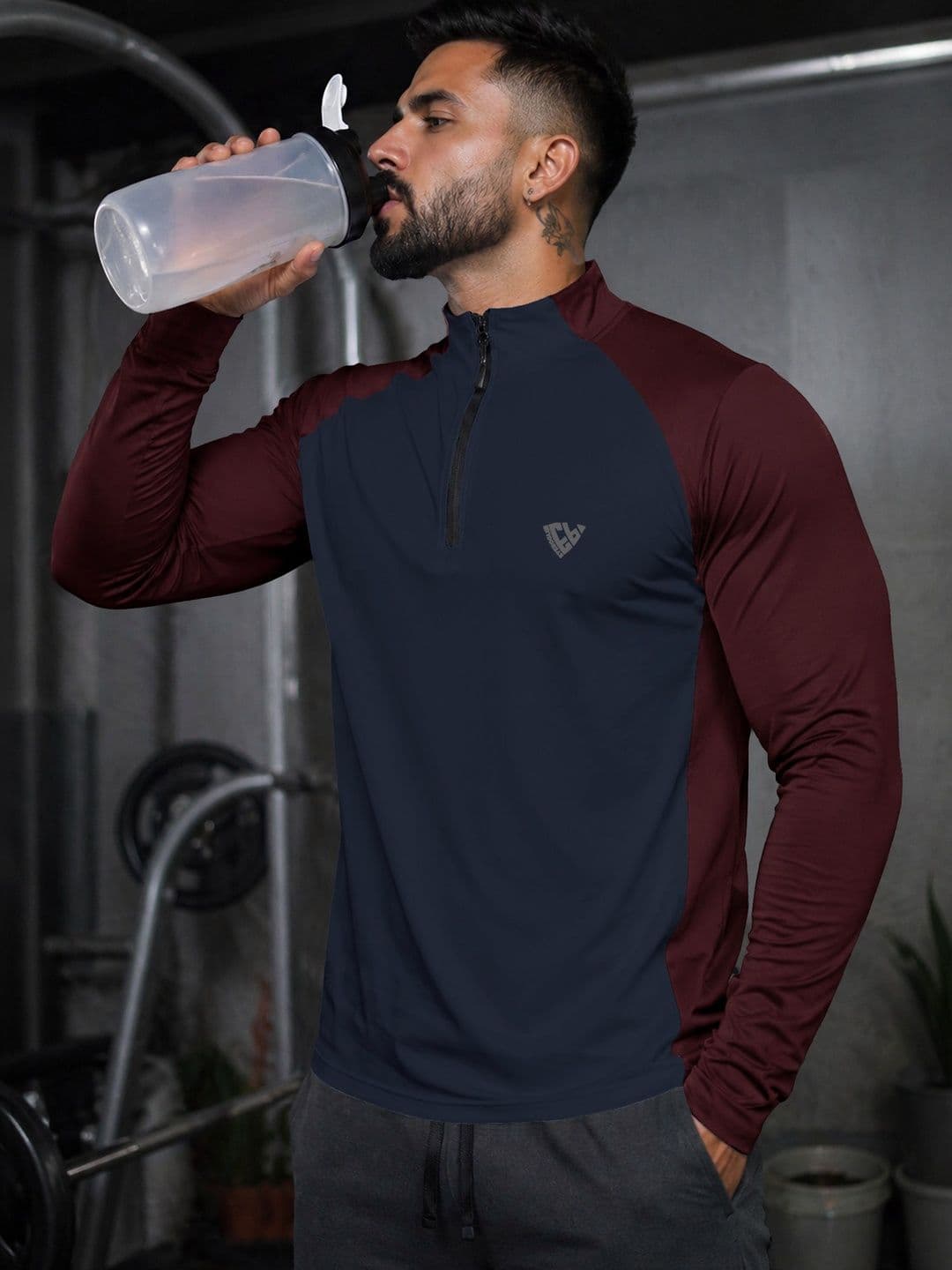 Eyebogler Men Brand Logo Colourblocked High Neck T-shirt - view 1