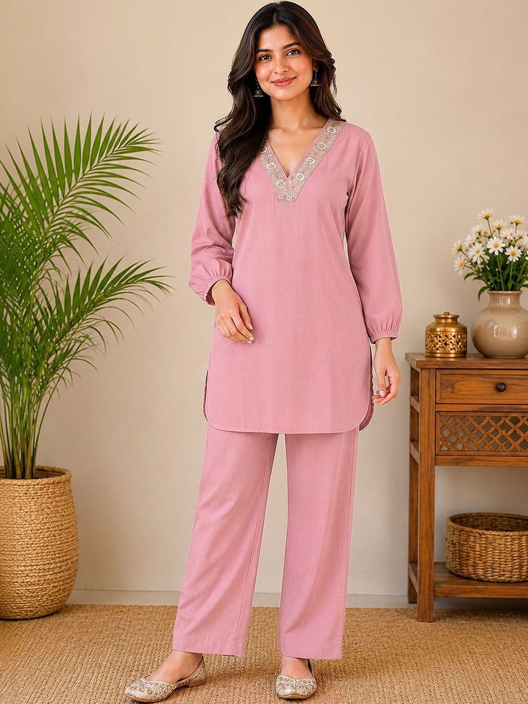 Trendmalls Embroidered Tunic with Trousers - view 1