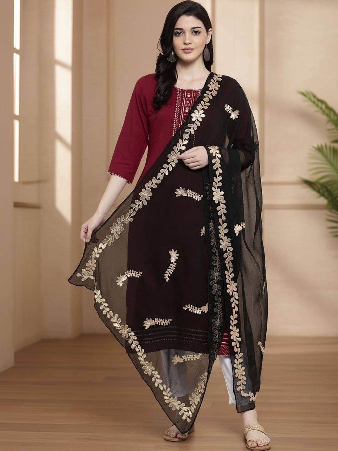KALINI Women Chiffon Dupatta with Gotta Patti Work - view 1
