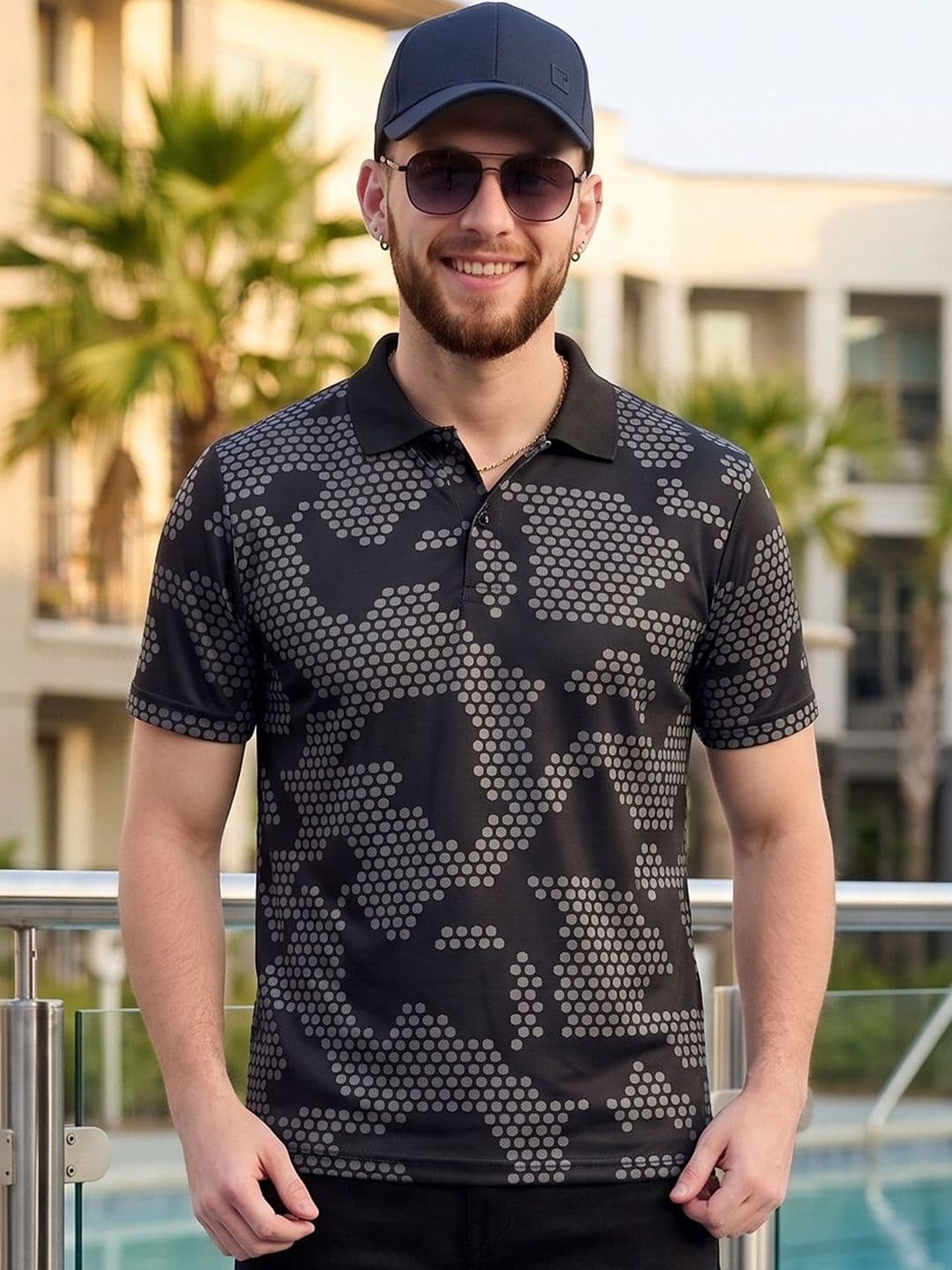Mast & Harbour Men Printed Polo Collar T-shirt - view 1