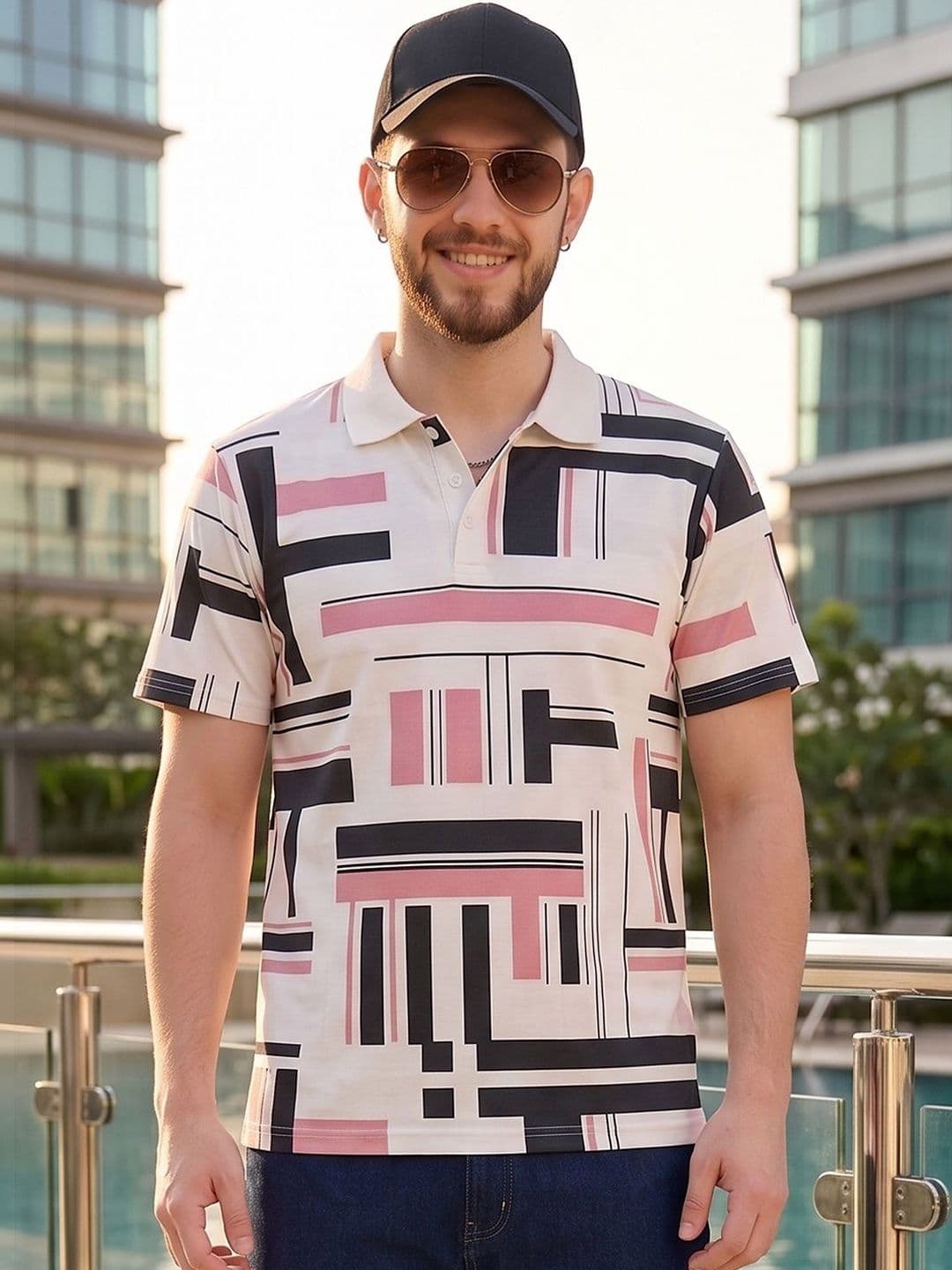 Mast & Harbour Men Printed Polo Collar T-shirt - view 1