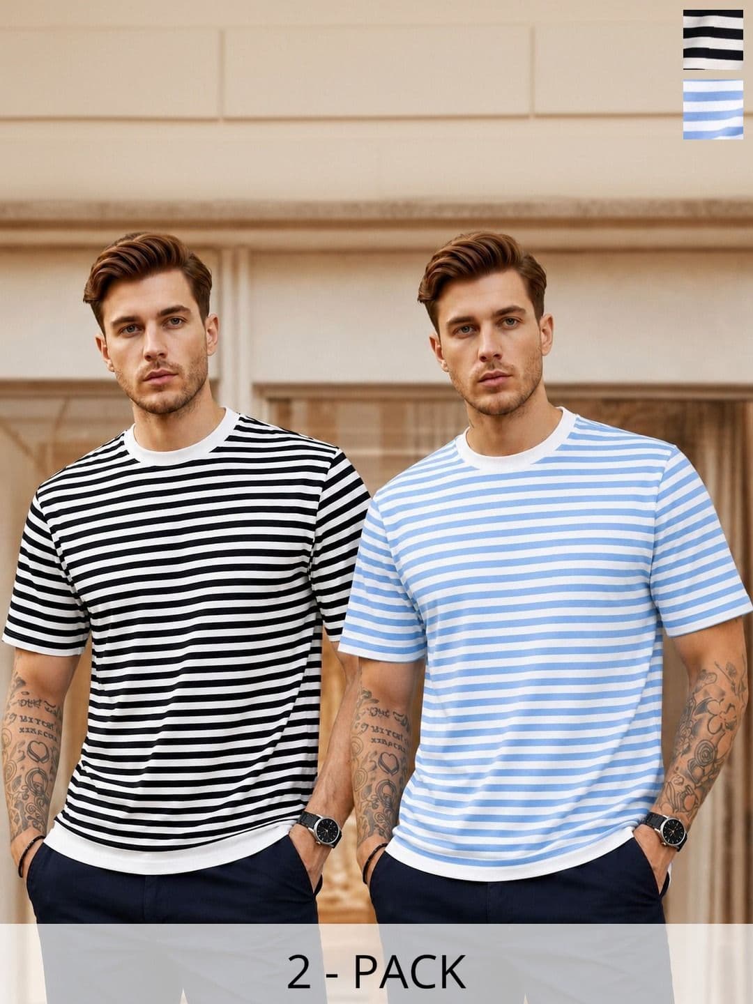 MACK JONNEY Men 2 Striped Pockets T-shirt - view 1