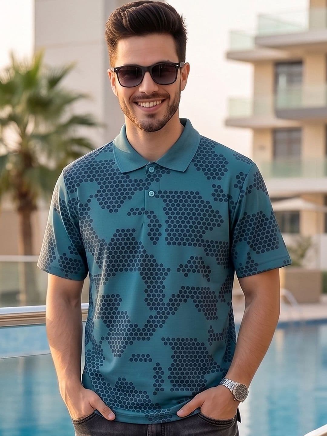Mast & Harbour Men Printed Polo Collar T-shirt - view 1