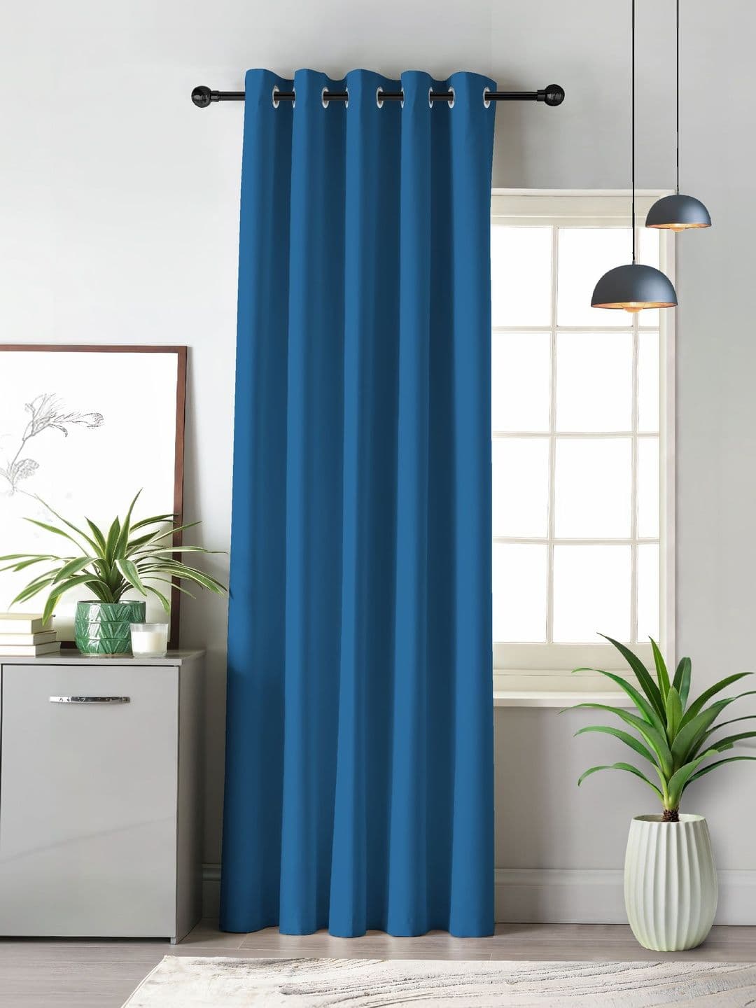 CASABLEU Teal Black Out Long Door Curtain - view 1