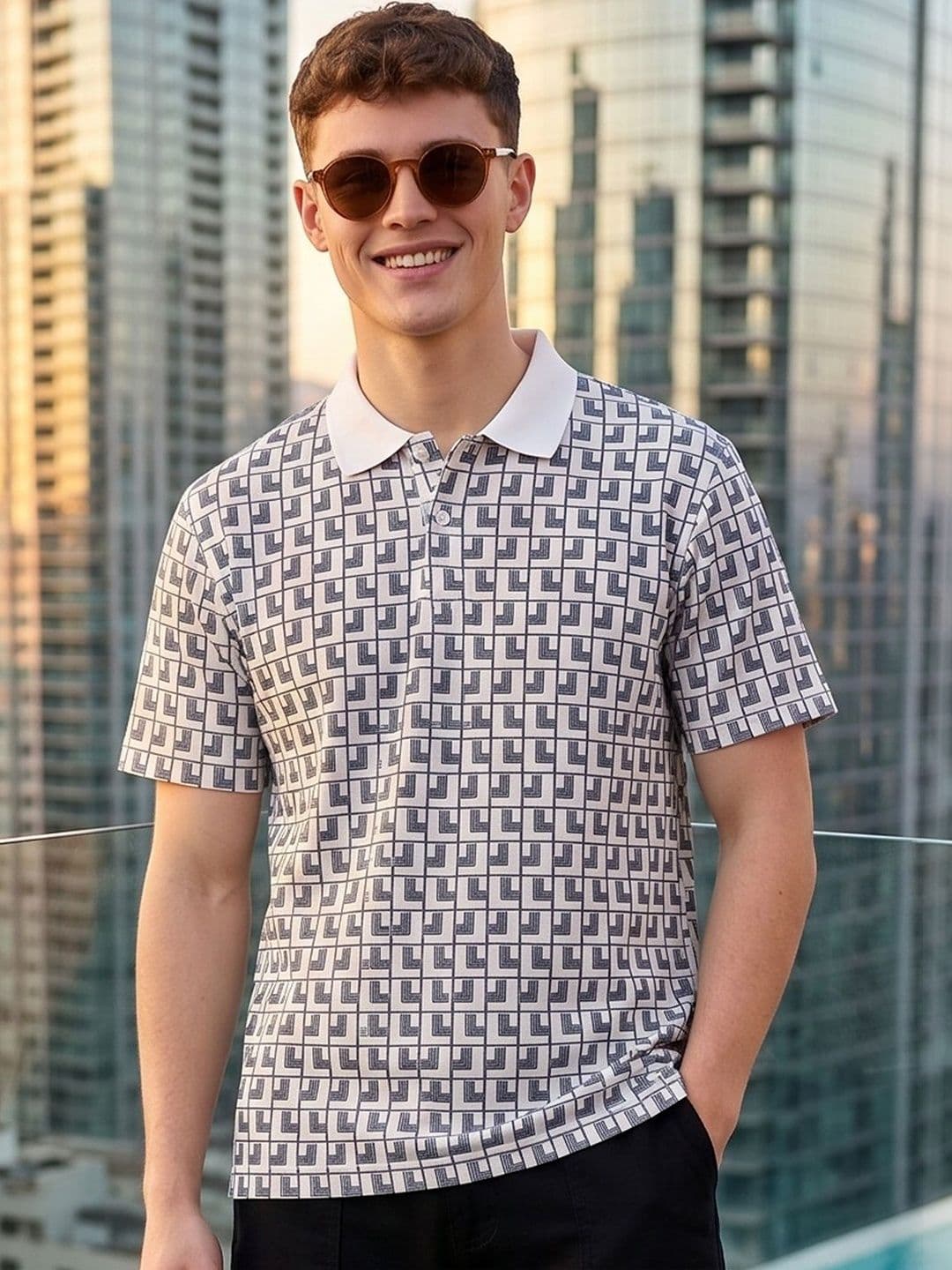 Mast & Harbour Men Printed Polo Collar T-shirt - view 1