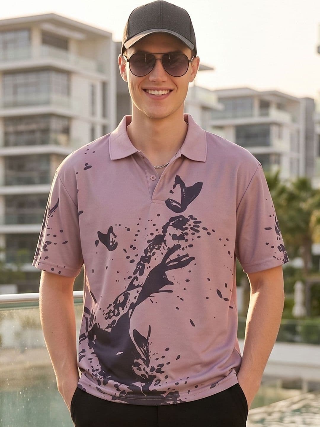 Mast & Harbour Men Printed Polo Collar T-shirt - view 1