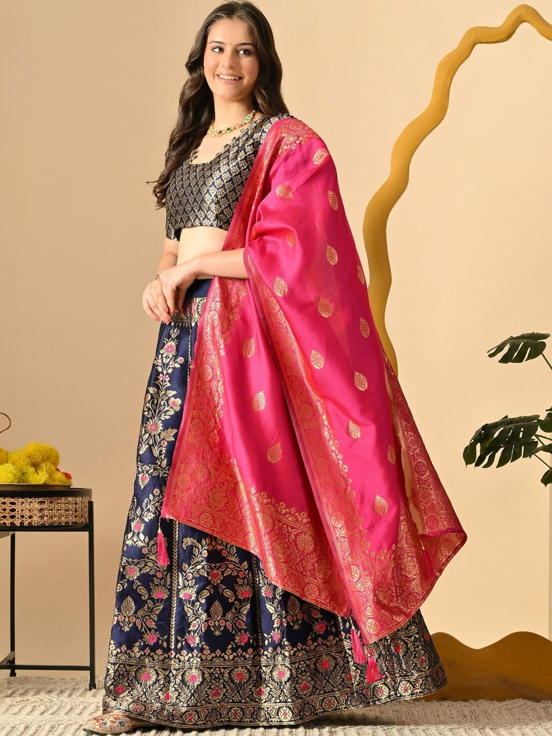 Sangria Semi-Stitched Lehenga & Blouse With Dupatta - view 1