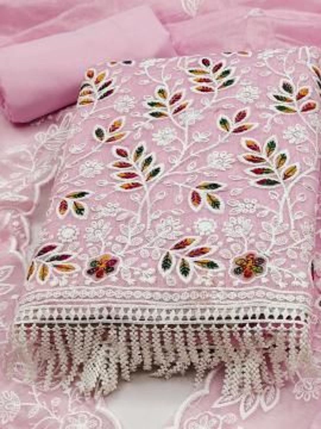 FashionsEye Embroidered Pure Cotton Unstitched Dress Material - view 1