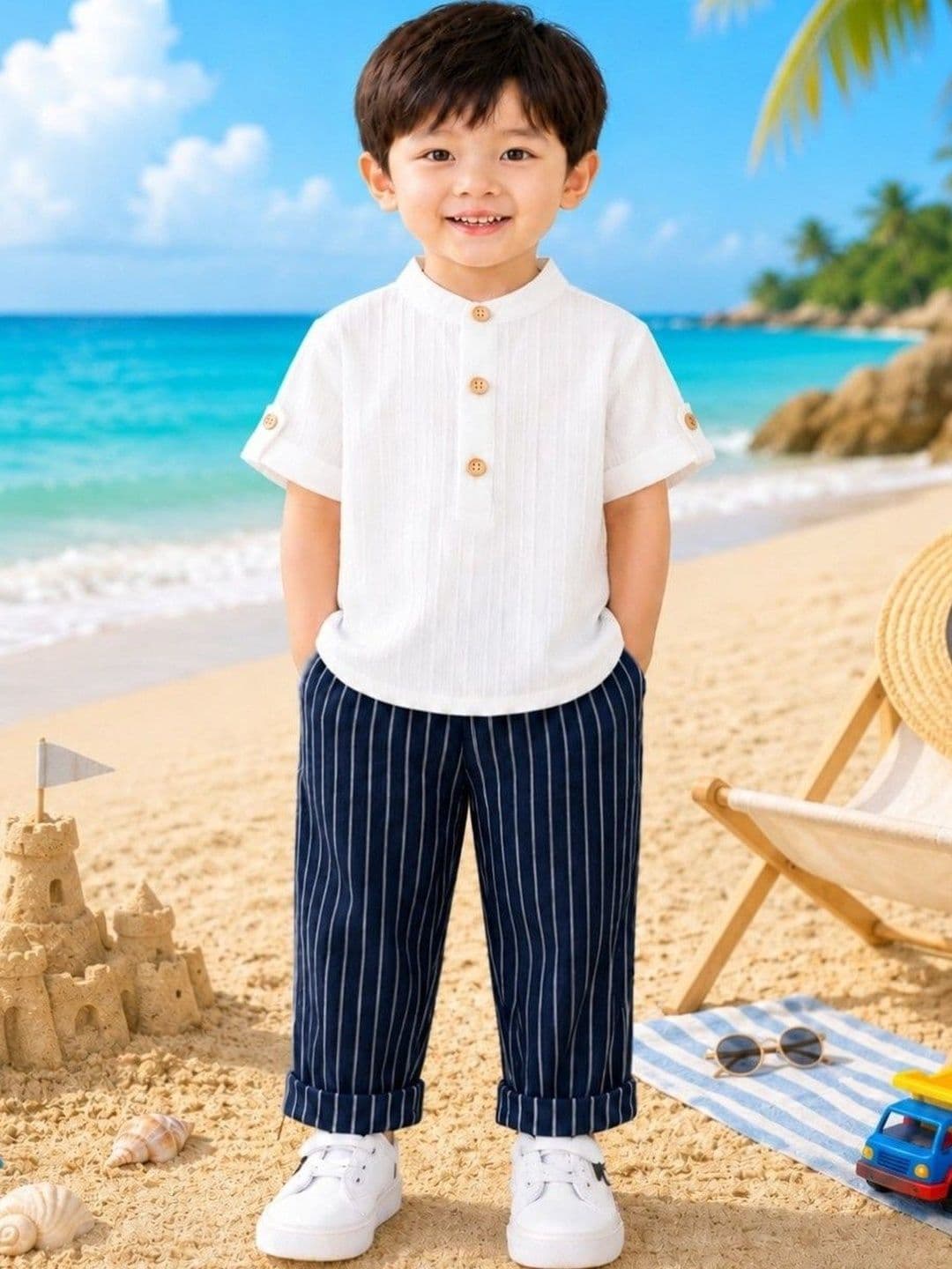 INDIASHAAT Self Design Shirt with Trousers - view 1