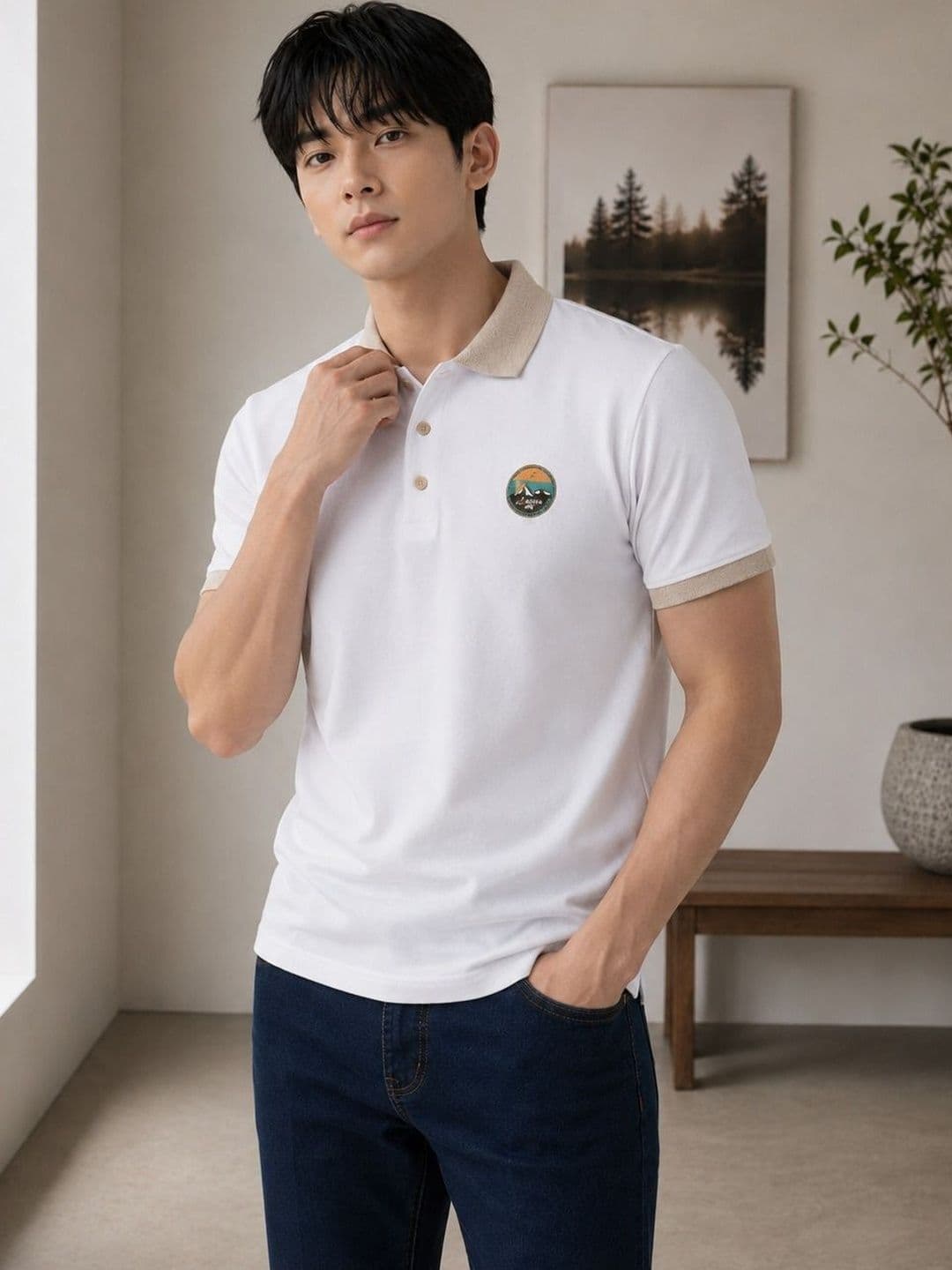 Mast & Harbour Men Polo Collar Pockets T-shirt - view 1