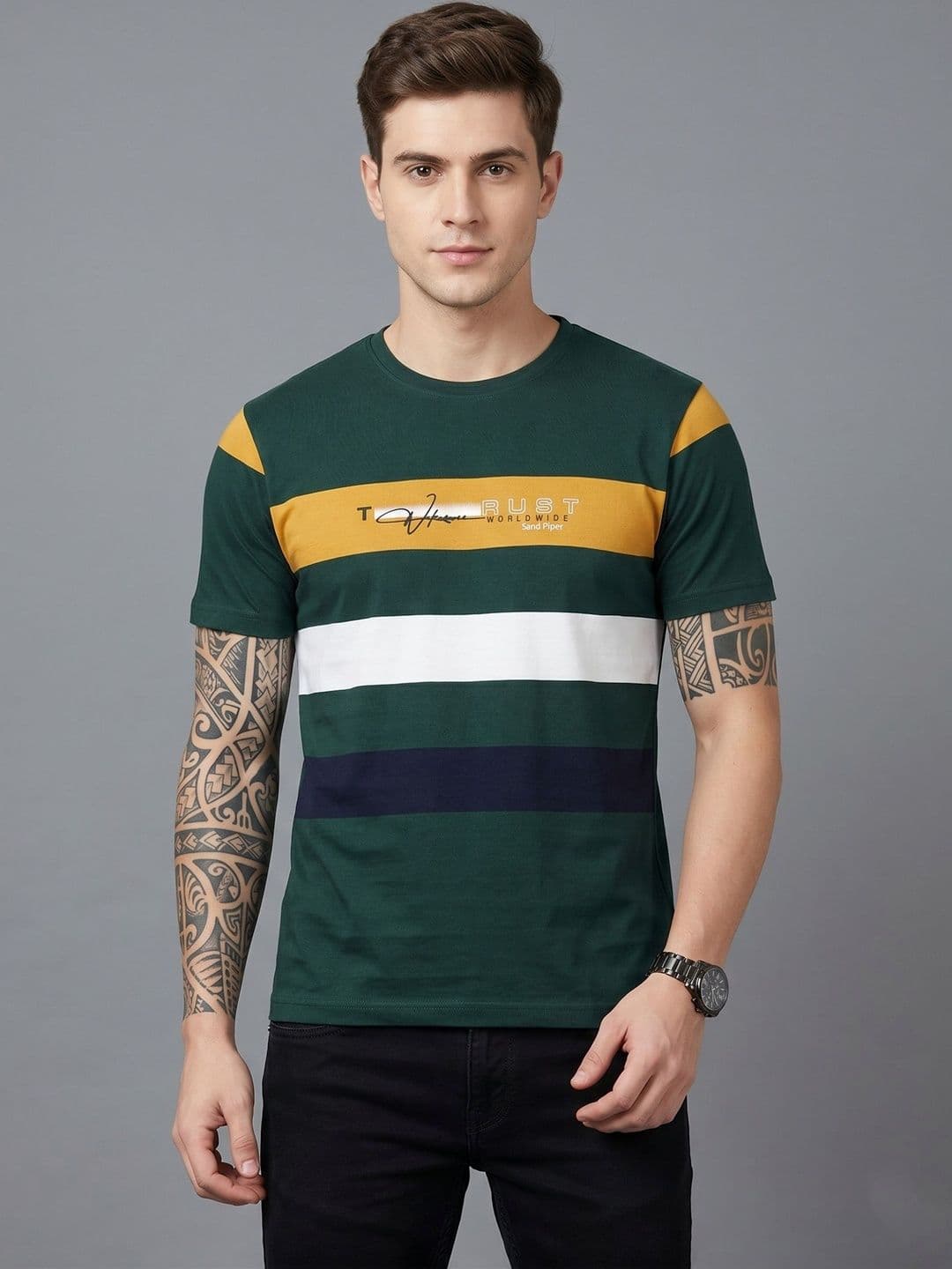 SANDPIPER Men Brand Logo Colourblocked T-shirt - view 1