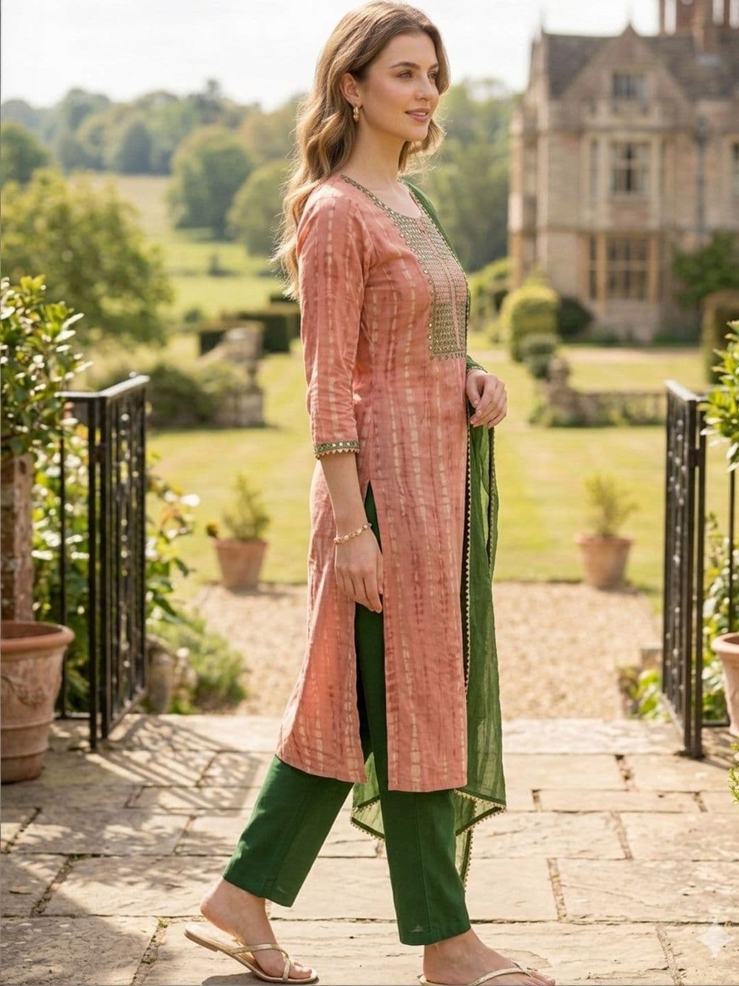 Silakaari Embroidered Pure Cotton Unstitched Dress Material - view 1