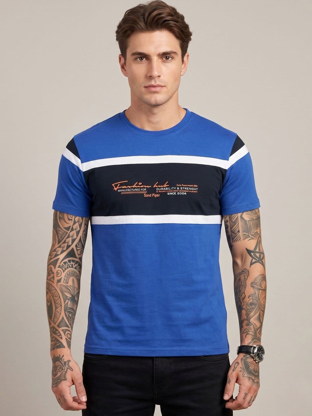 SANDPIPER Men Brand Logo Colourblocked T-shirt - view 1