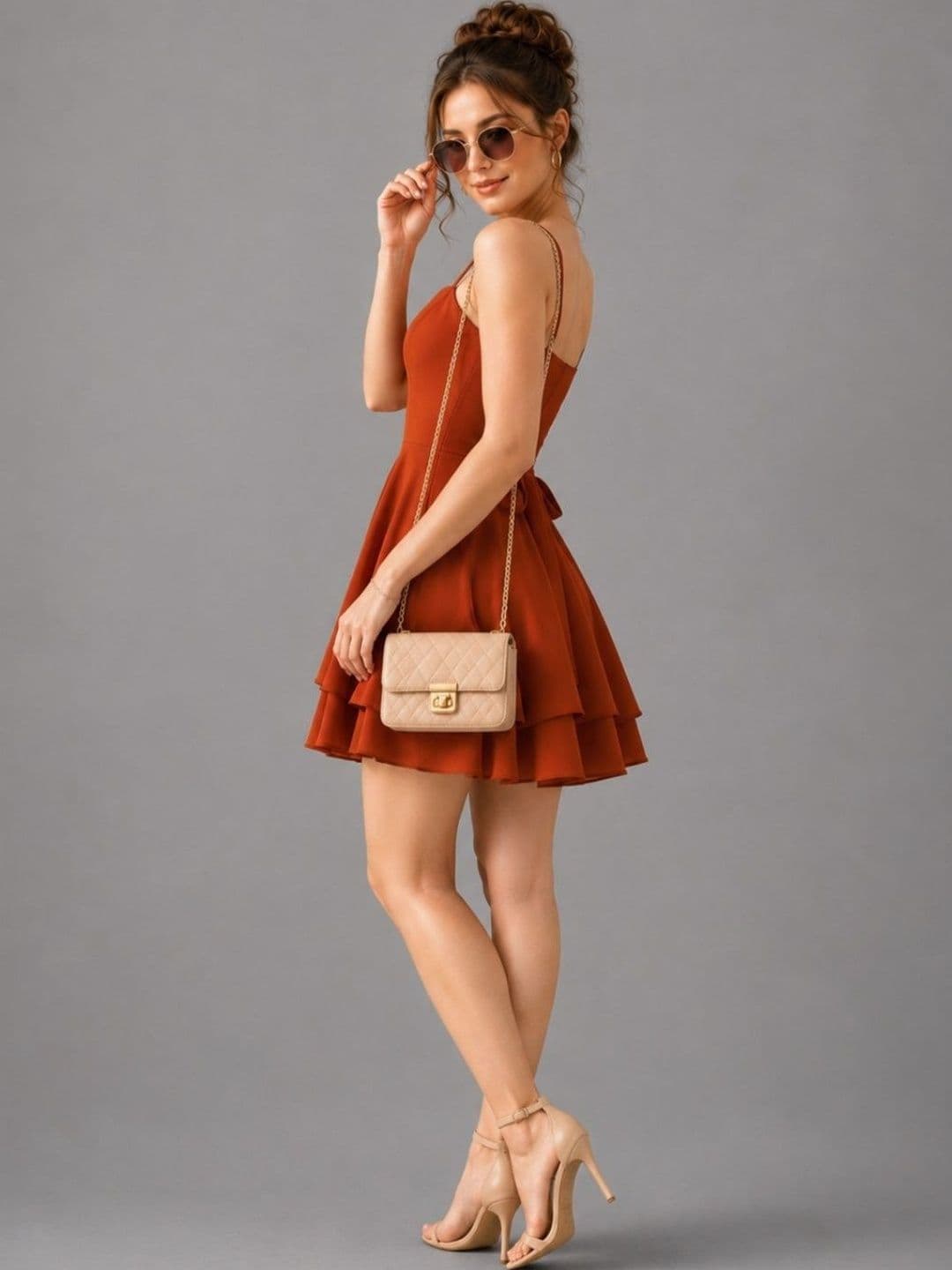 Mast & Harbour Ruffled Crepe Fit & Flare Mini Dress - view 1