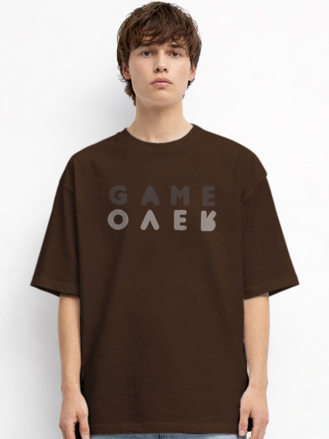 The Roadster Lifestyle Co Printed Organic Cotton Round Neck Oversized Tshirt - view 1