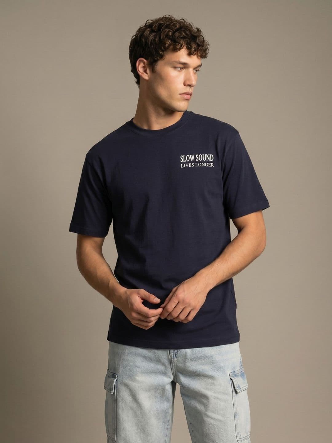 glitchez Vinyl Sounds Better Typography Printed Relaxed Fit T-shirt - view 1