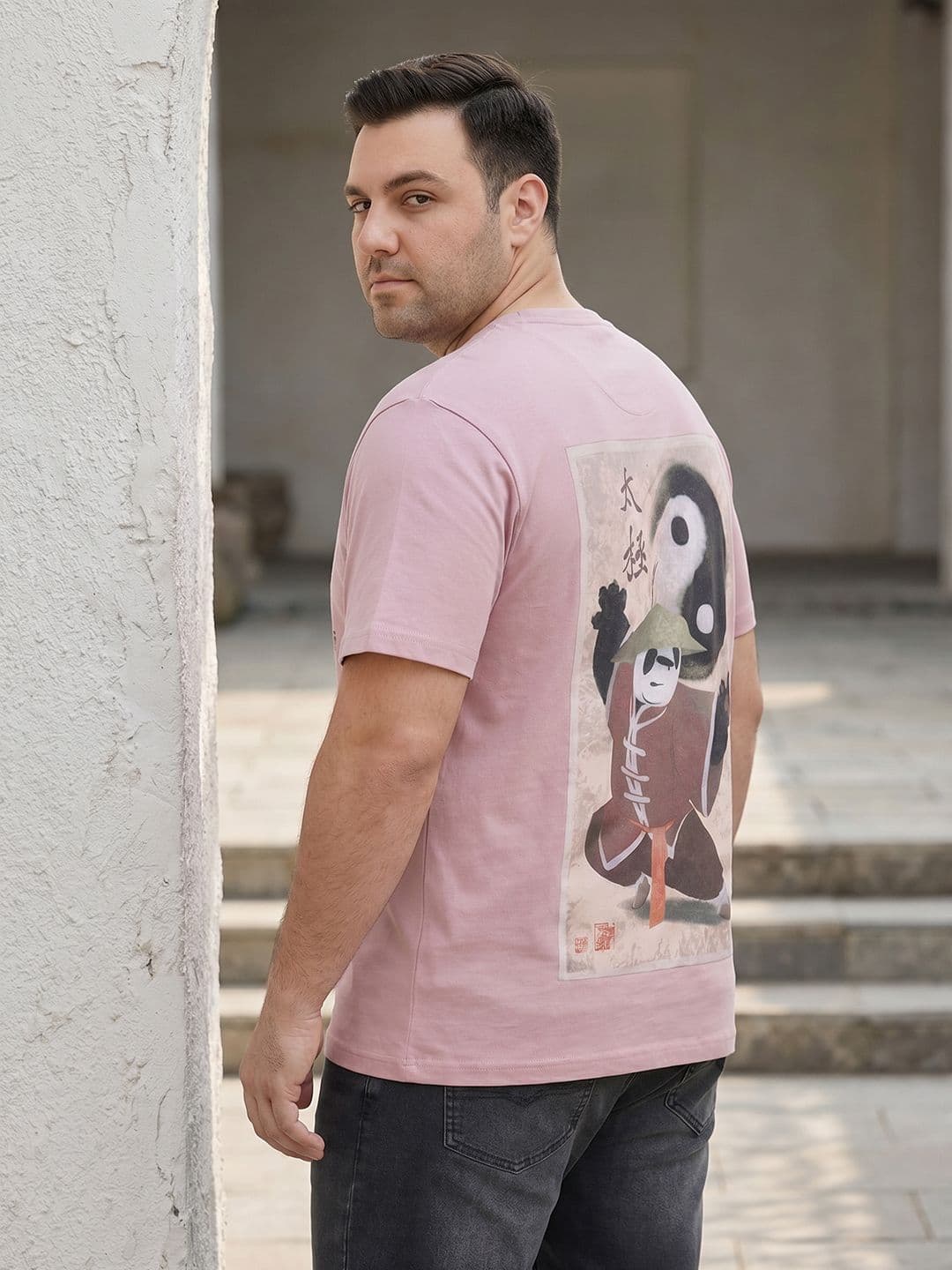 Sztori Plus Size Kung Fu Panda Printed Drop-Shoulder Sleeves Pure Cotton T-shirt - view 1