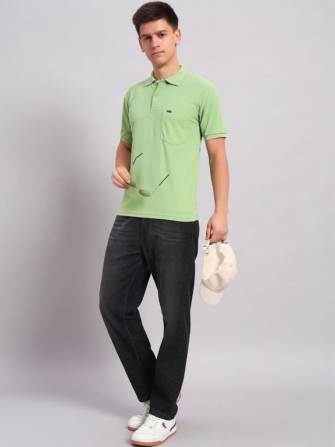 Resilience Lime Green Polo Collar Regular Fit T-shirt - view 1
