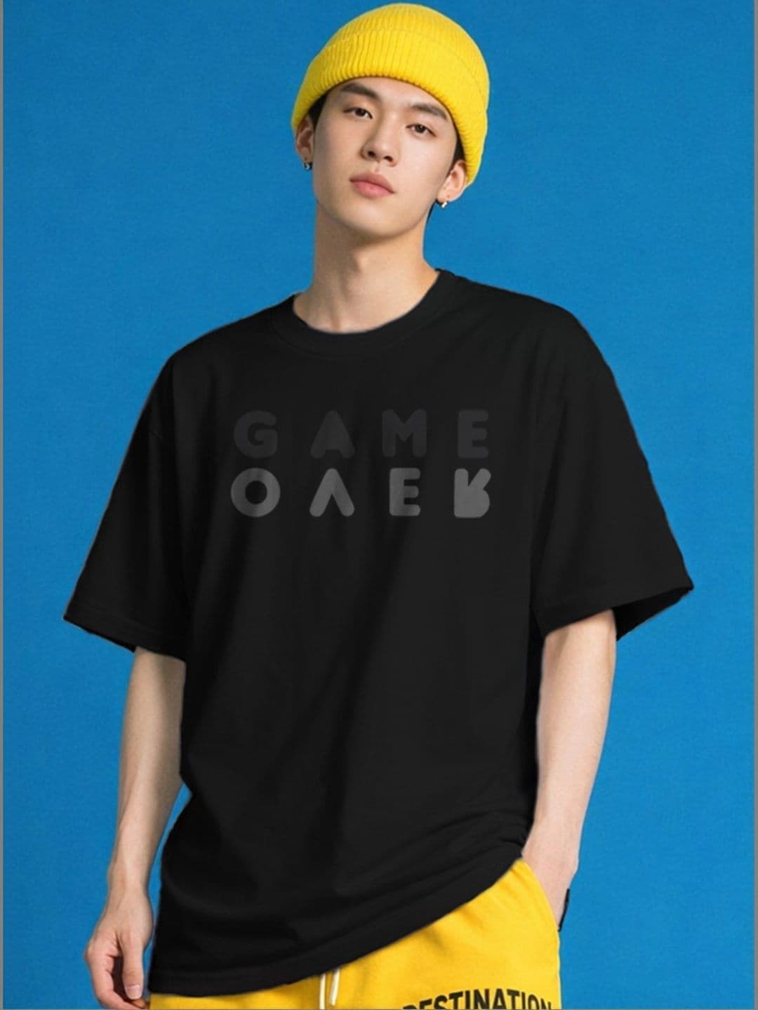 The Roadster Lifestyle Co Printed Organic Cotton Round Neck Oversized Tshirt - view 1