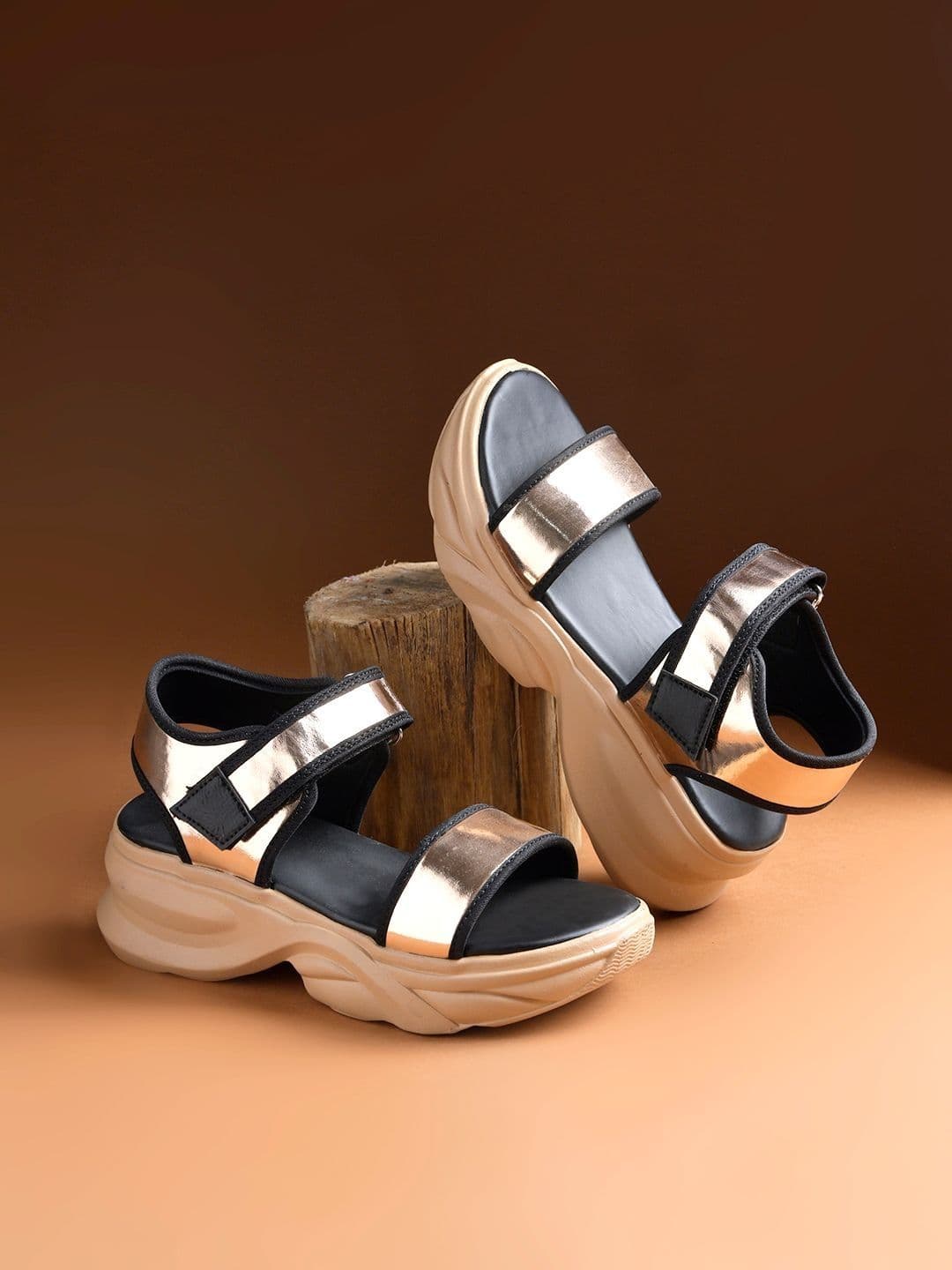 Shoetopia Colourblocked Flatform Sandals - view 1