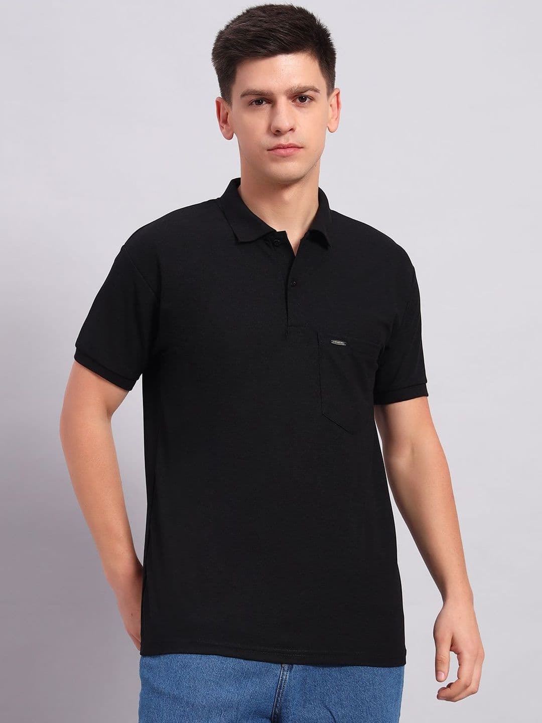 Resilience Black Polo Collar Regular Fit T-shirt - view 1
