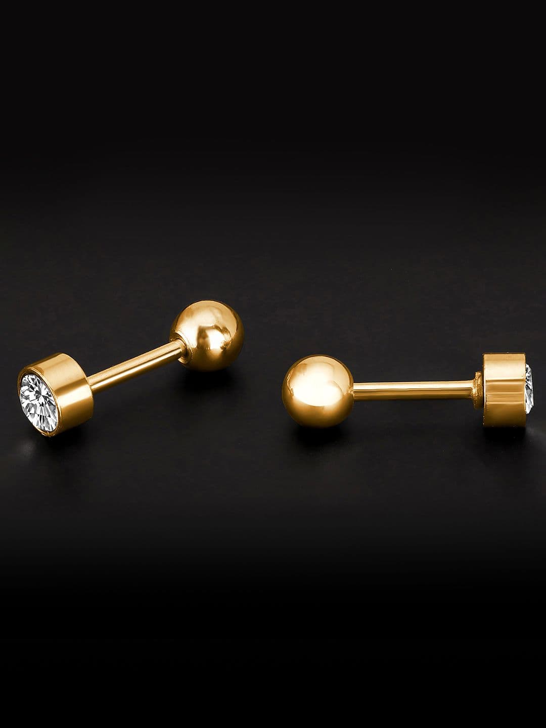 Peora Gold-Plated Stainless Steel Cubic Zirconia Contemporary Studs Earrings - view 1