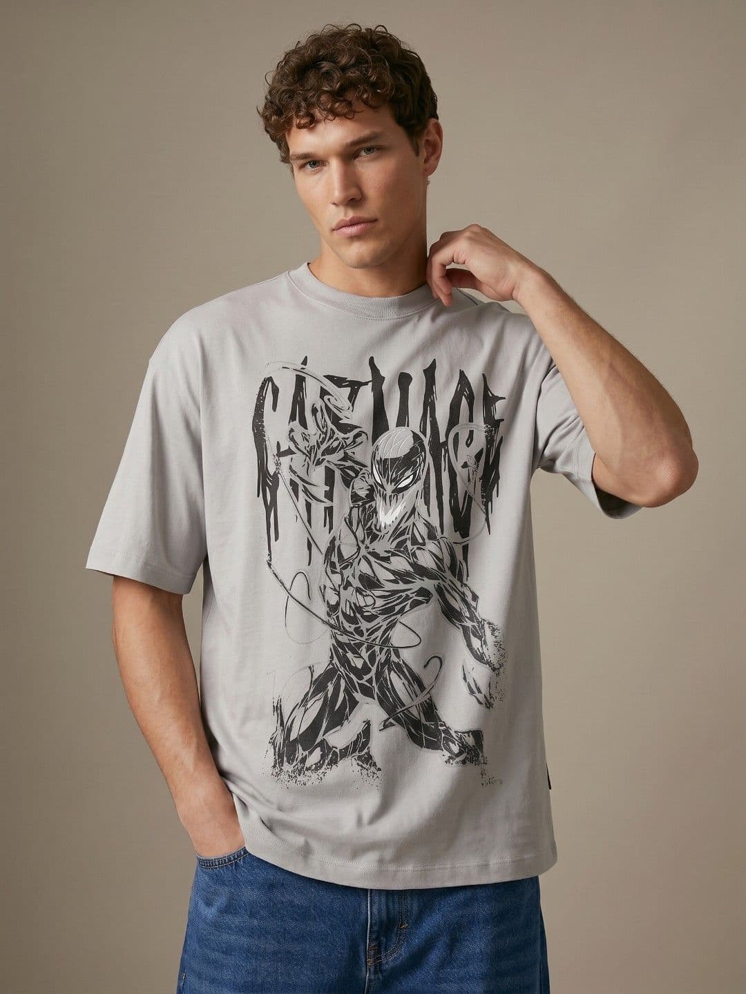 glitchez Venom Graphic Printed Oversized Fit T-shirt - view 1