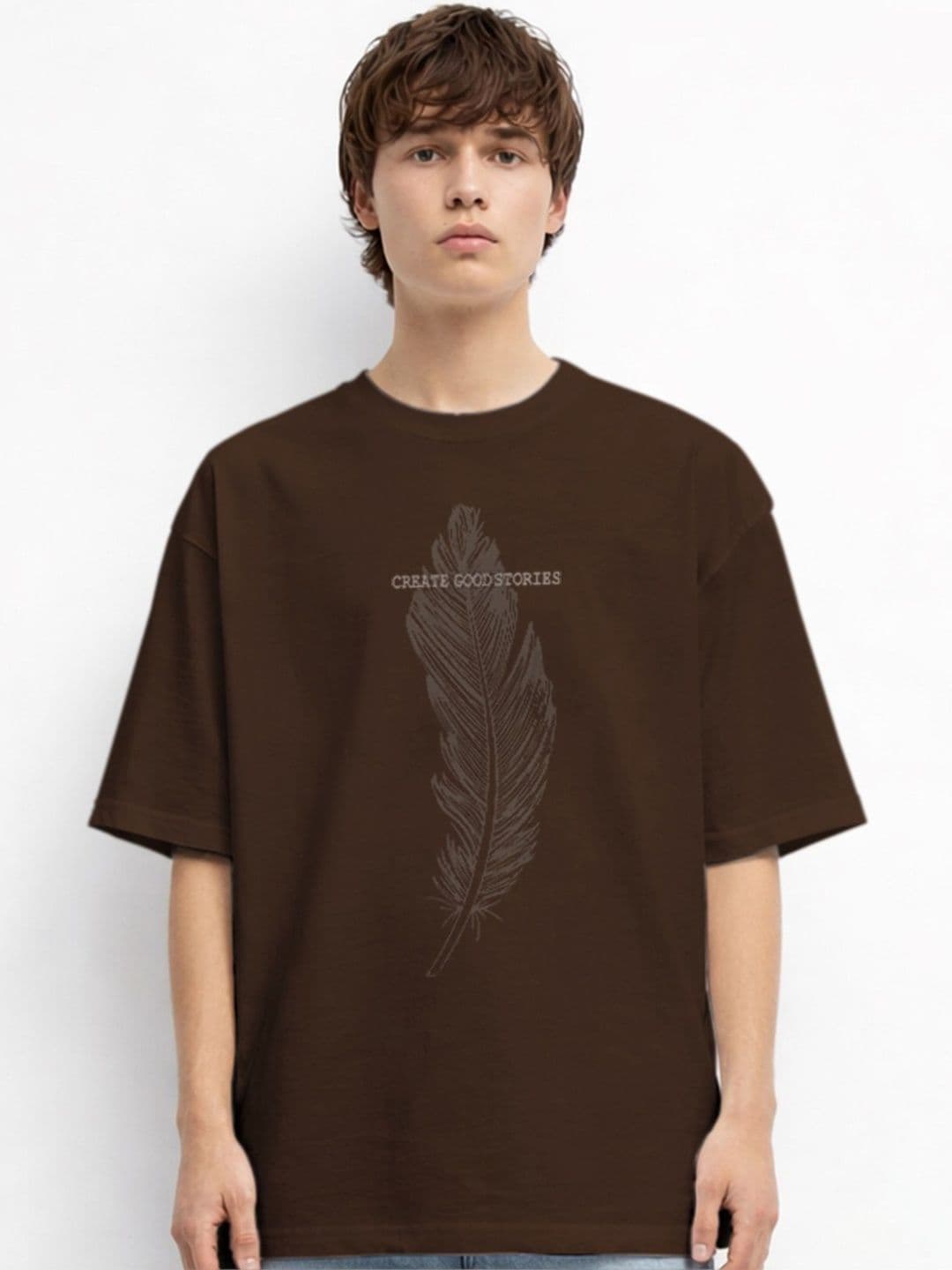 The Roadster Lifestyle Co Printed Organic Cotton Round Neck Oversized Tshirt - view 1