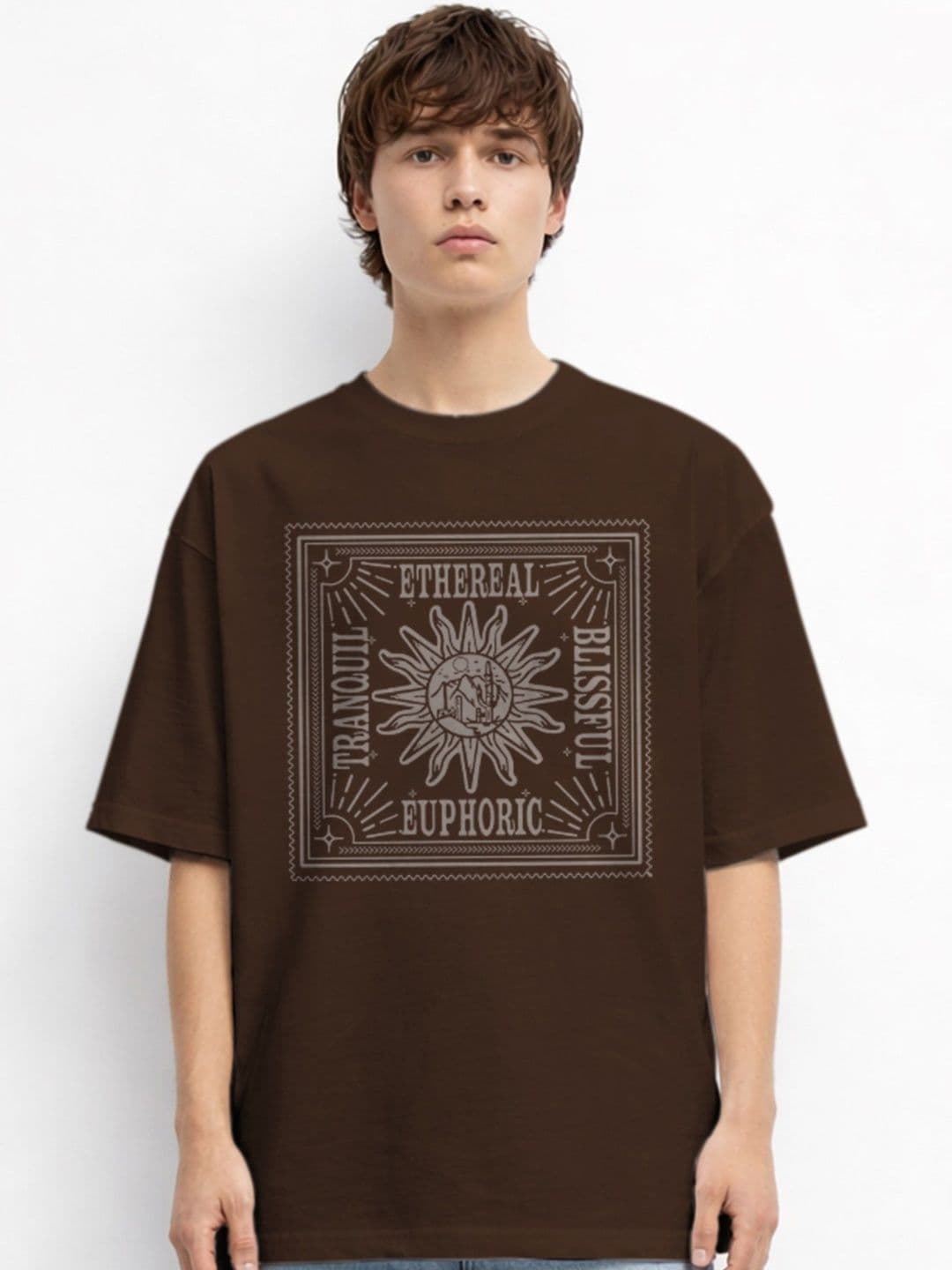 The Roadster Lifestyle Co Printed Organic Cotton Round Neck Oversized Tshirts - view 1