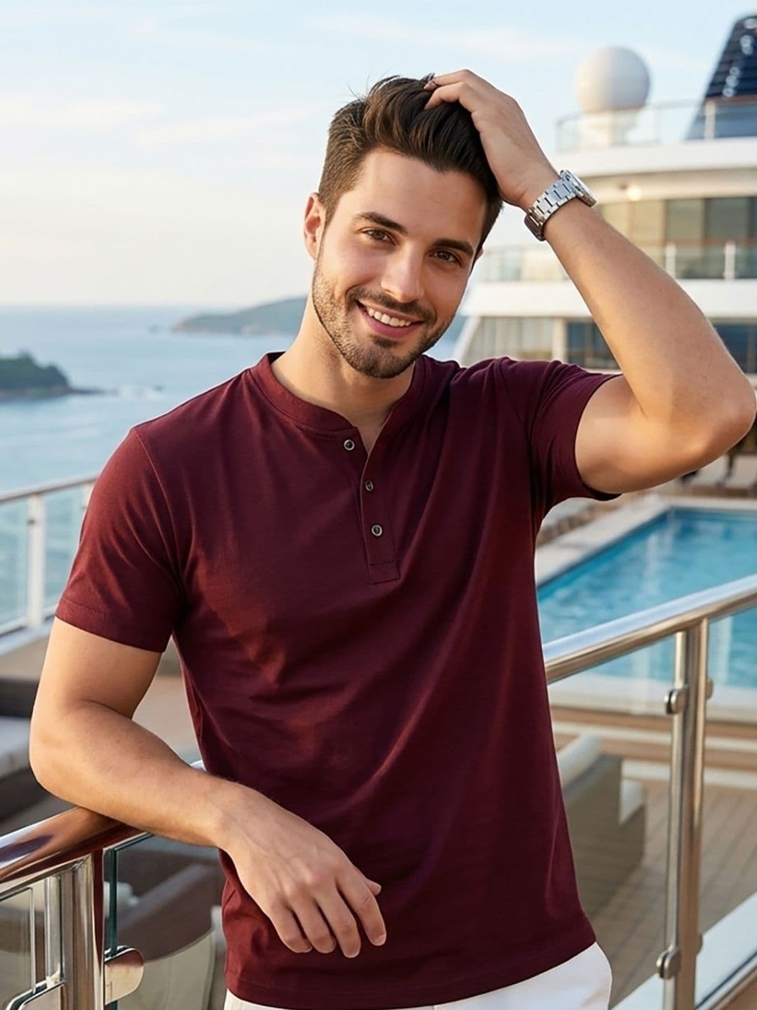 UNIBERRY JEANS Men Henley Neck T-shirt - view 1