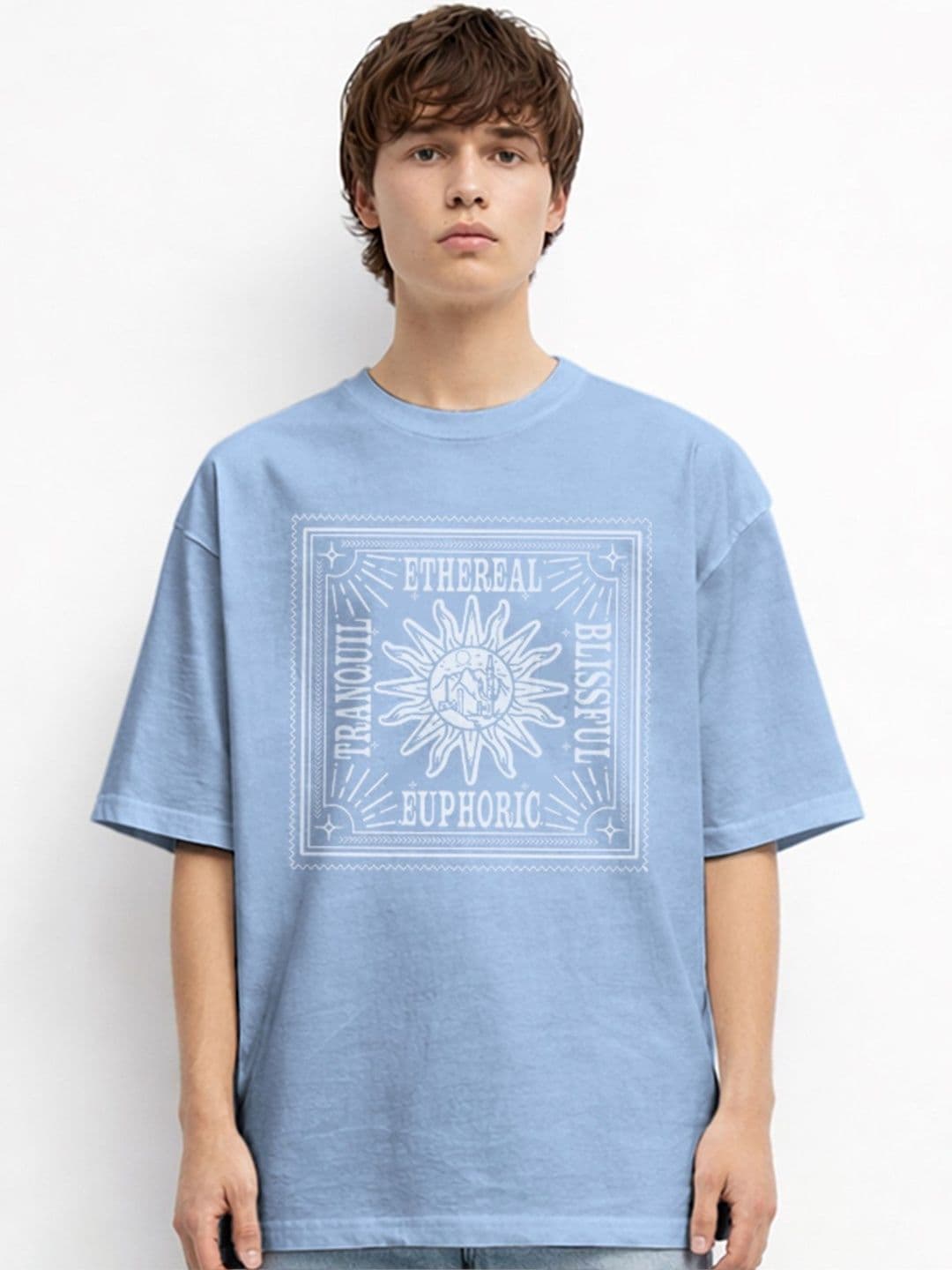 The Roadster Lifestyle Co Printed Organic Cotton Round Neck Oversized Tshirts - view 1