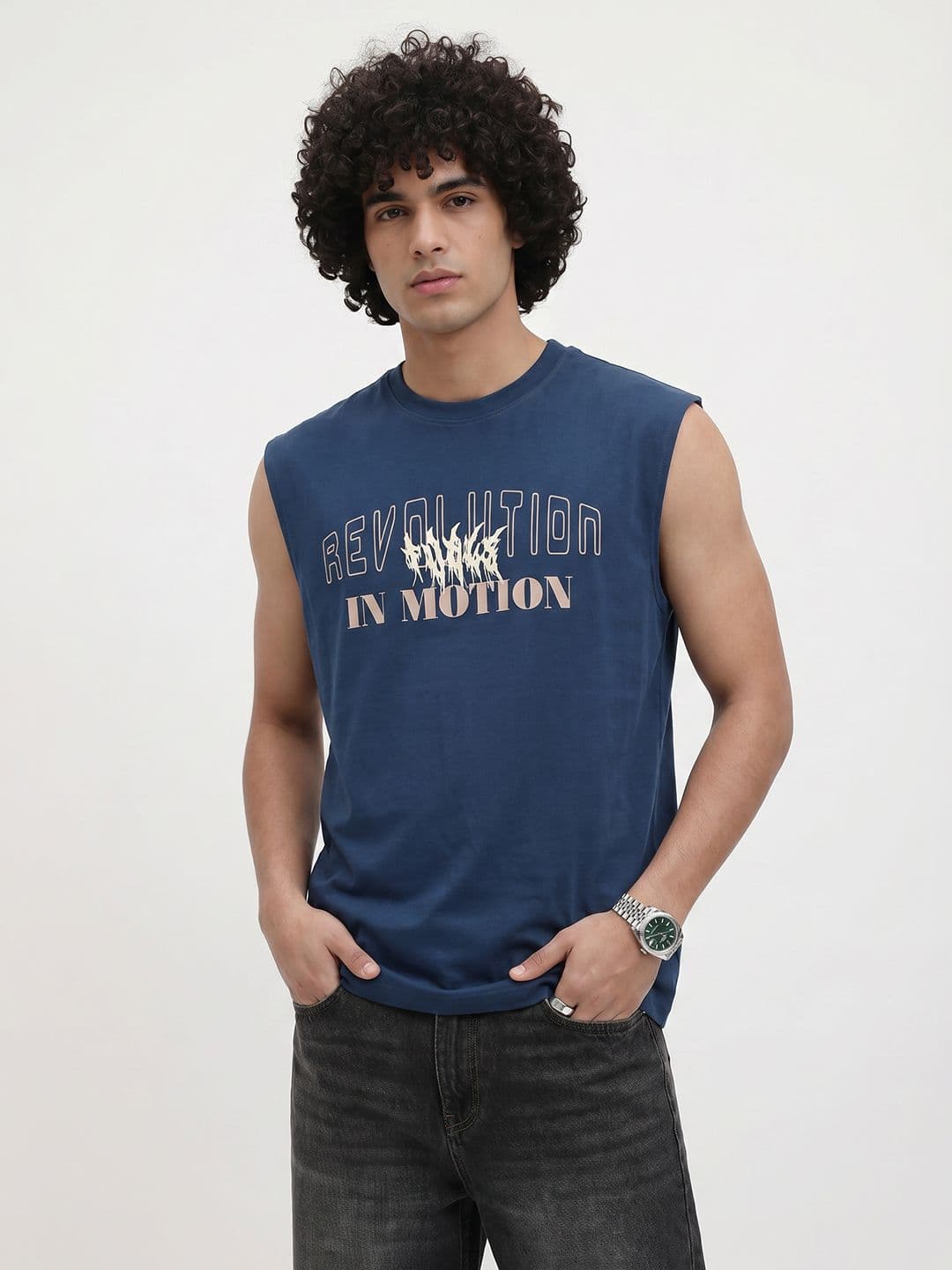 The Roadster Life Co. Printed Pure Cotton Sleeveless T-shirt - view 1