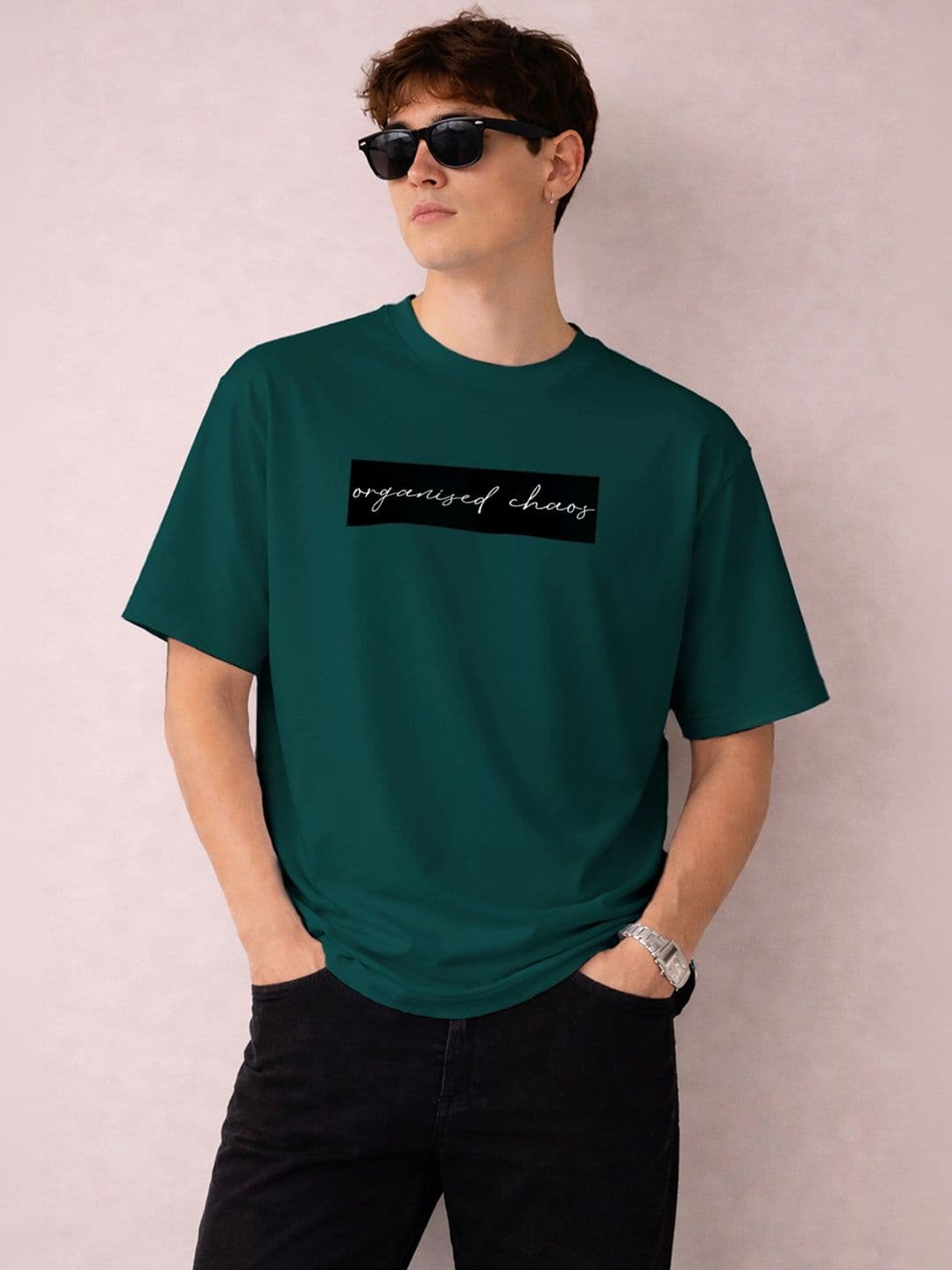 The Roadster Lifestyle Co Printed Organic Cotton Round Neck Oversized Tshirts - view 1