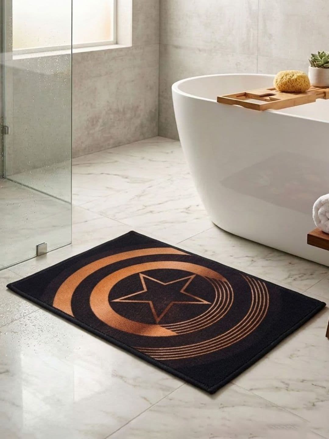 Athom Living Black Marvel Character Theme Kids Anti Slip Bathmat 57x37 - view 1