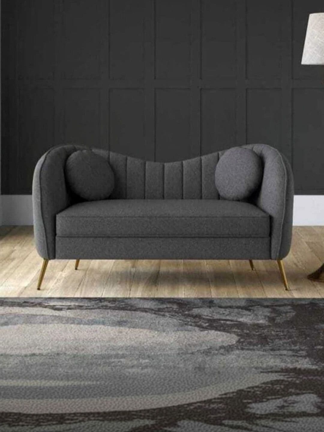 INDIAWOODMART Grey 2 Seater Sofa With 2 Pillow - view 1