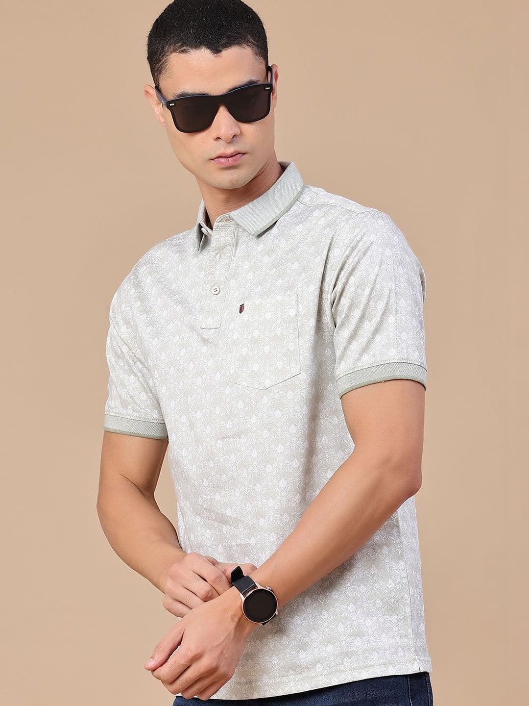 V-Mart Men Floral Printed Polo Collar Pockets T-shirt - view 1