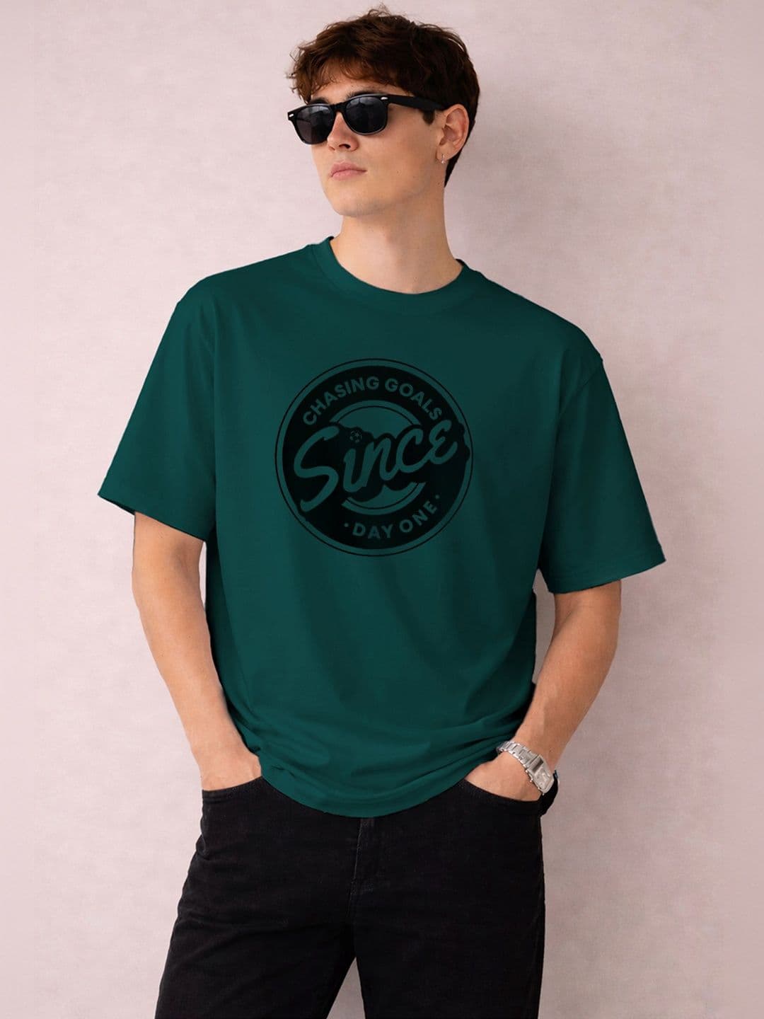 The Roadster Lifestyle Co Printed Organic Cotton Round Neck Oversized Tshirts - view 1