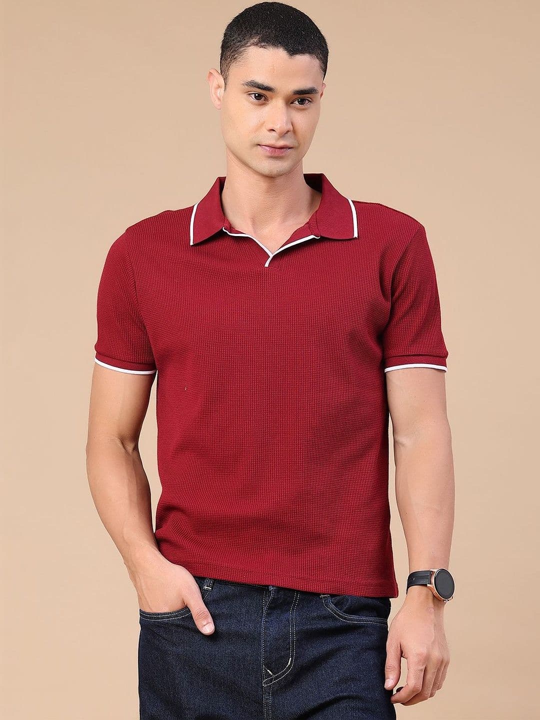 V-Mart Men Polo Collar Slim Fit T-shirt - view 1