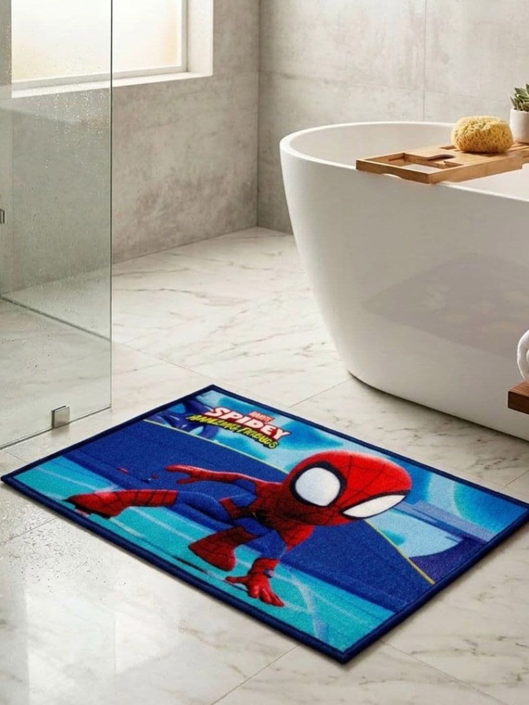 Athom Living Blue Marvel Character Theme Kids Anti Slip Bathmat 57x37 - view 1