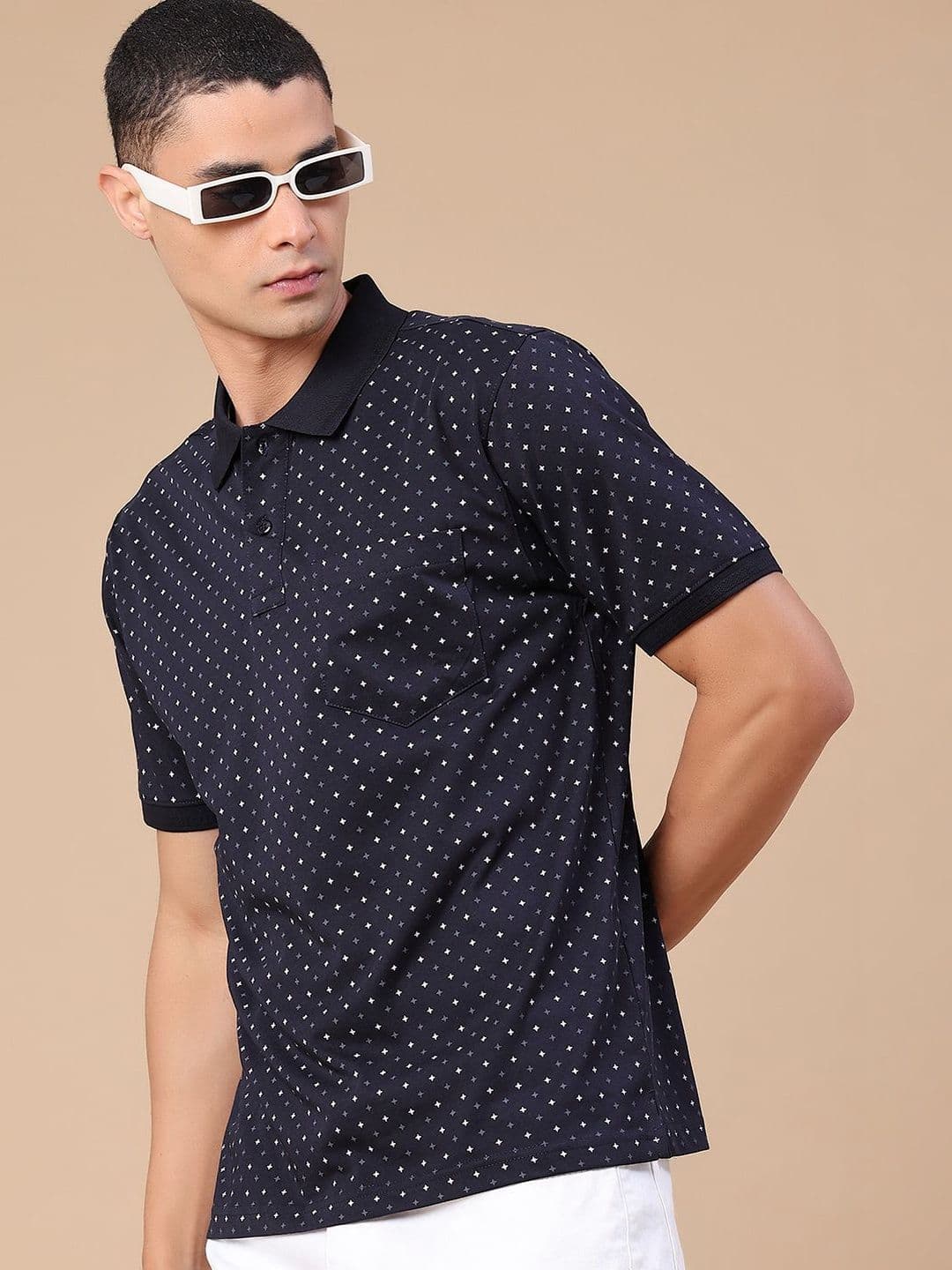 V-Mart Men Printed Polo Collar Pockets T-shirt - view 1