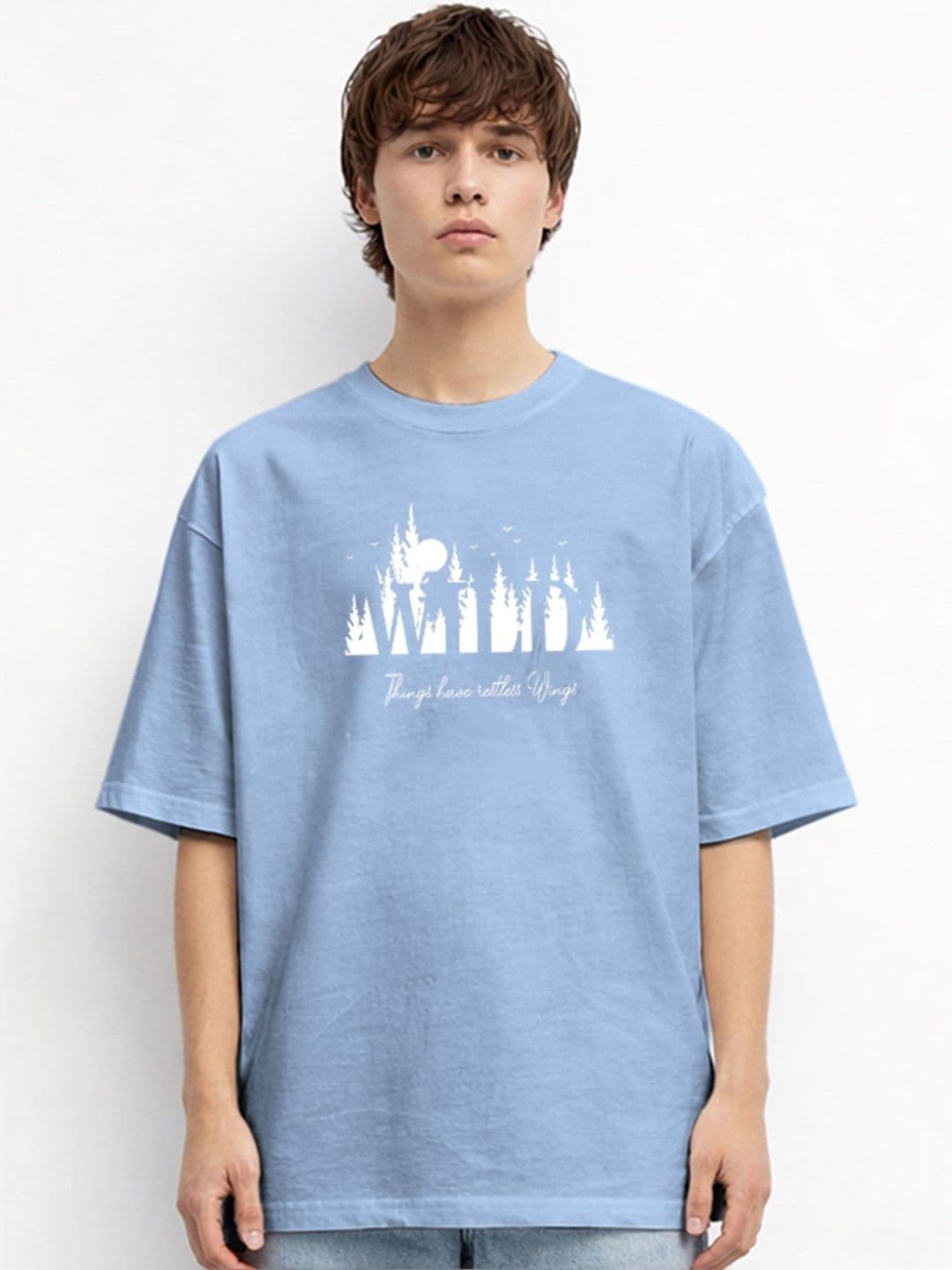 The Roadster Lifestyle Co Printed Organic Cotton Round Neck Oversized Tshirts - view 1