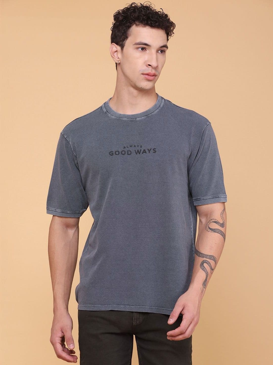 V-Mart Men Typography Boxy T-shirt - view 1