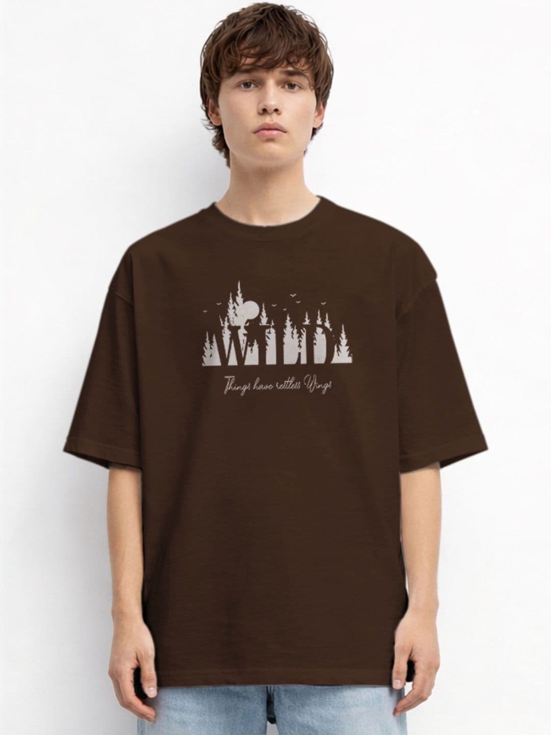 The Roadster Lifestyle Co. Typography Printed Organic Cotton Round Neck Oversized Tshirts - view 1