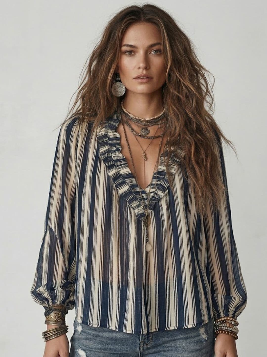 StyleCast x Revolte Striped Tie-Up Neck Top - view 1