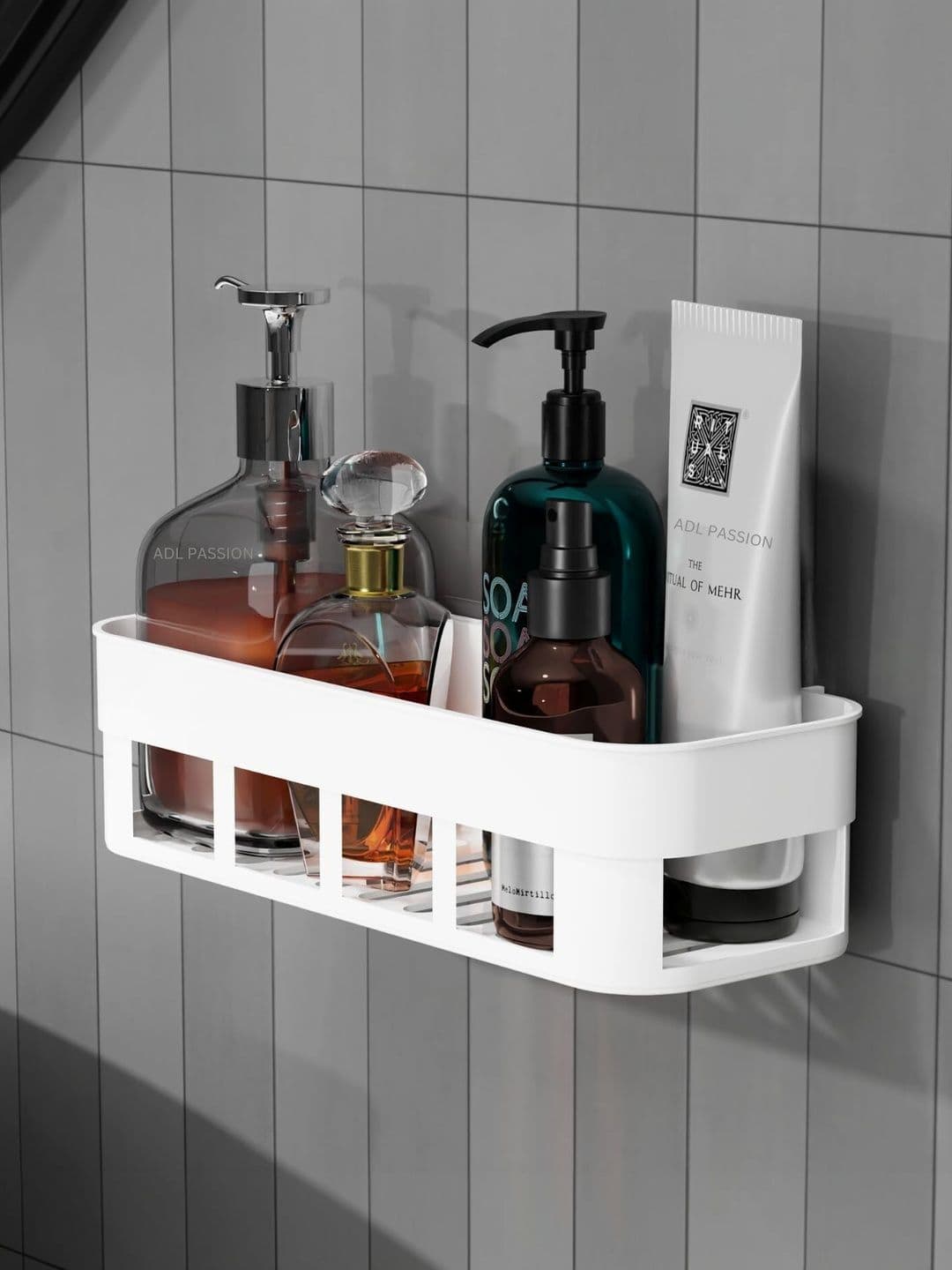 PSA White & White Solid Plastic Bathroom Caddy - view 1